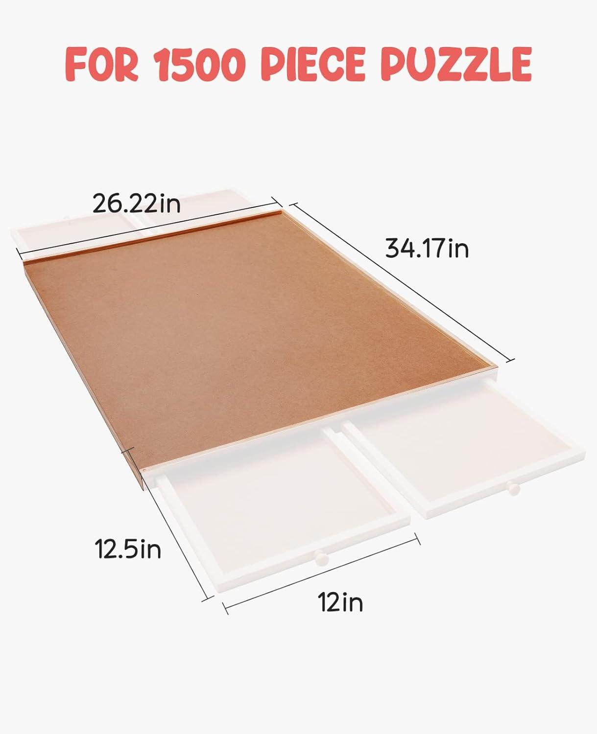 Gamenote 1500 Piece Jigsaw Puzzle Table with Cover, Portable Large Puzzle Board with Drawers for Storage, Wooden Smooth Plateau Work Surface for Kids & Family
