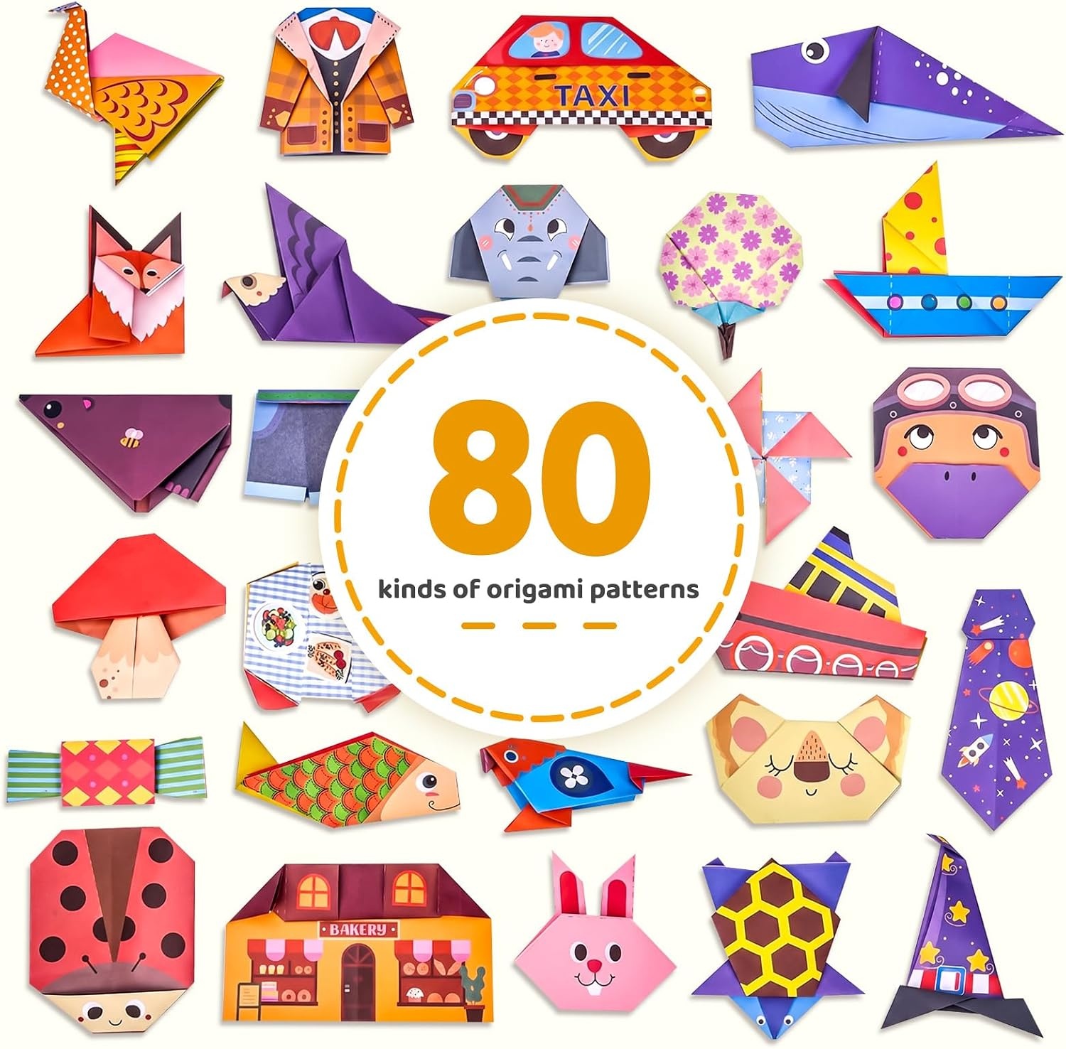 Gamenote Colorful Origami Kit for Kids 72 Projects 180 Double Sided Origami Paper 12 Sheets Practice Papers Instructional Origami Book Origami Gift for 4+ Girls Adult Beginners Training Craft, Unicorn(Animal)