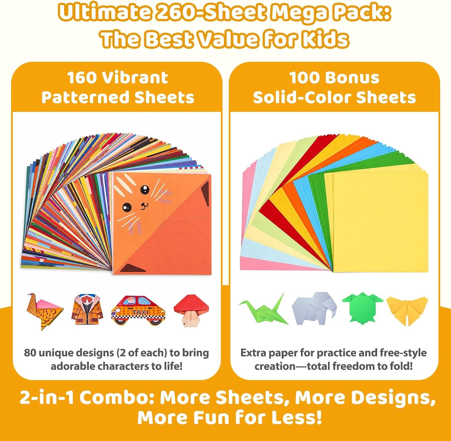 Gamenote Colorful Origami Kit for Kids 72 Projects 180 Double Sided Origami Paper 12 Sheets Practice Papers Instructional Origami Book Origami Gift for 4+ Girls Adult Beginners Training Craft, Unicorn(Animal)