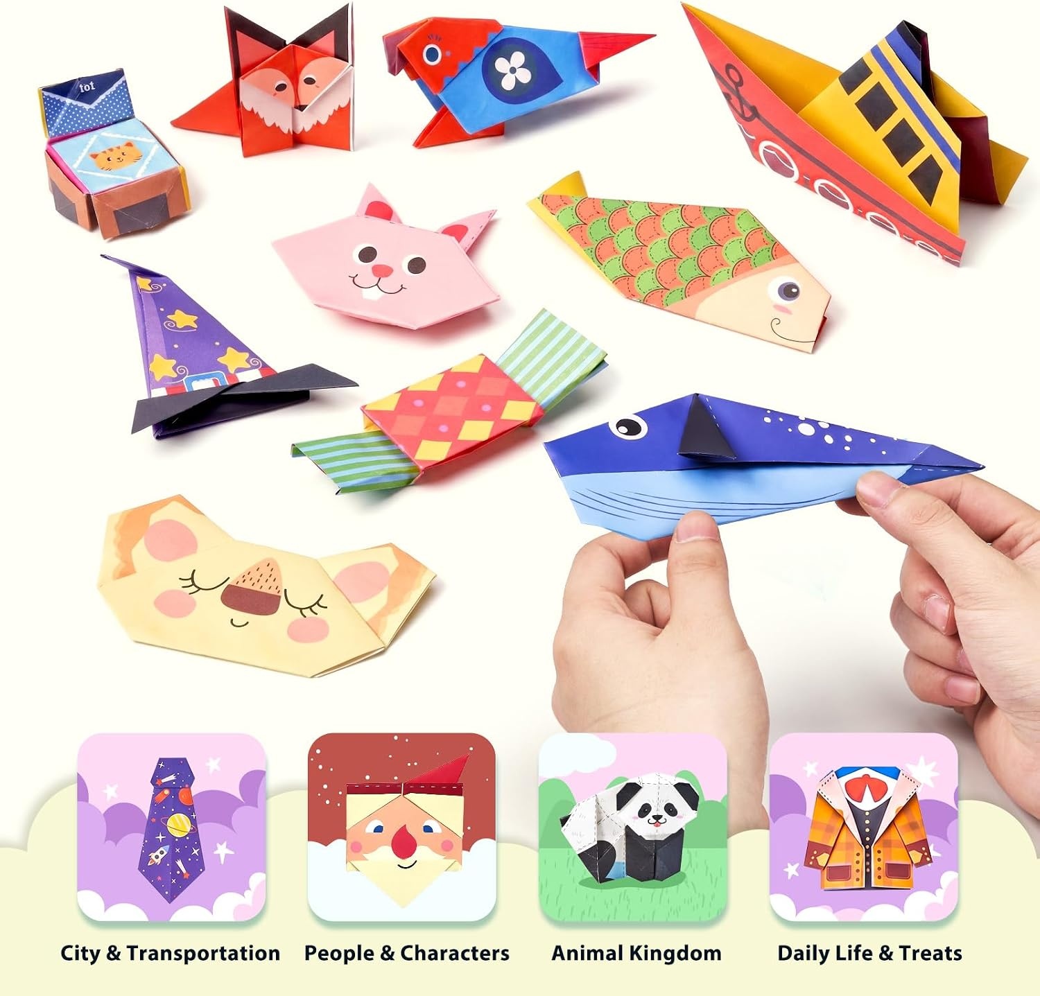 Gamenote Colorful Origami Kit for Kids 72 Projects 180 Double Sided Origami Paper 12 Sheets Practice Papers Instructional Origami Book Origami Gift for 4+ Girls Adult Beginners Training Craft, Unicorn(Animal)