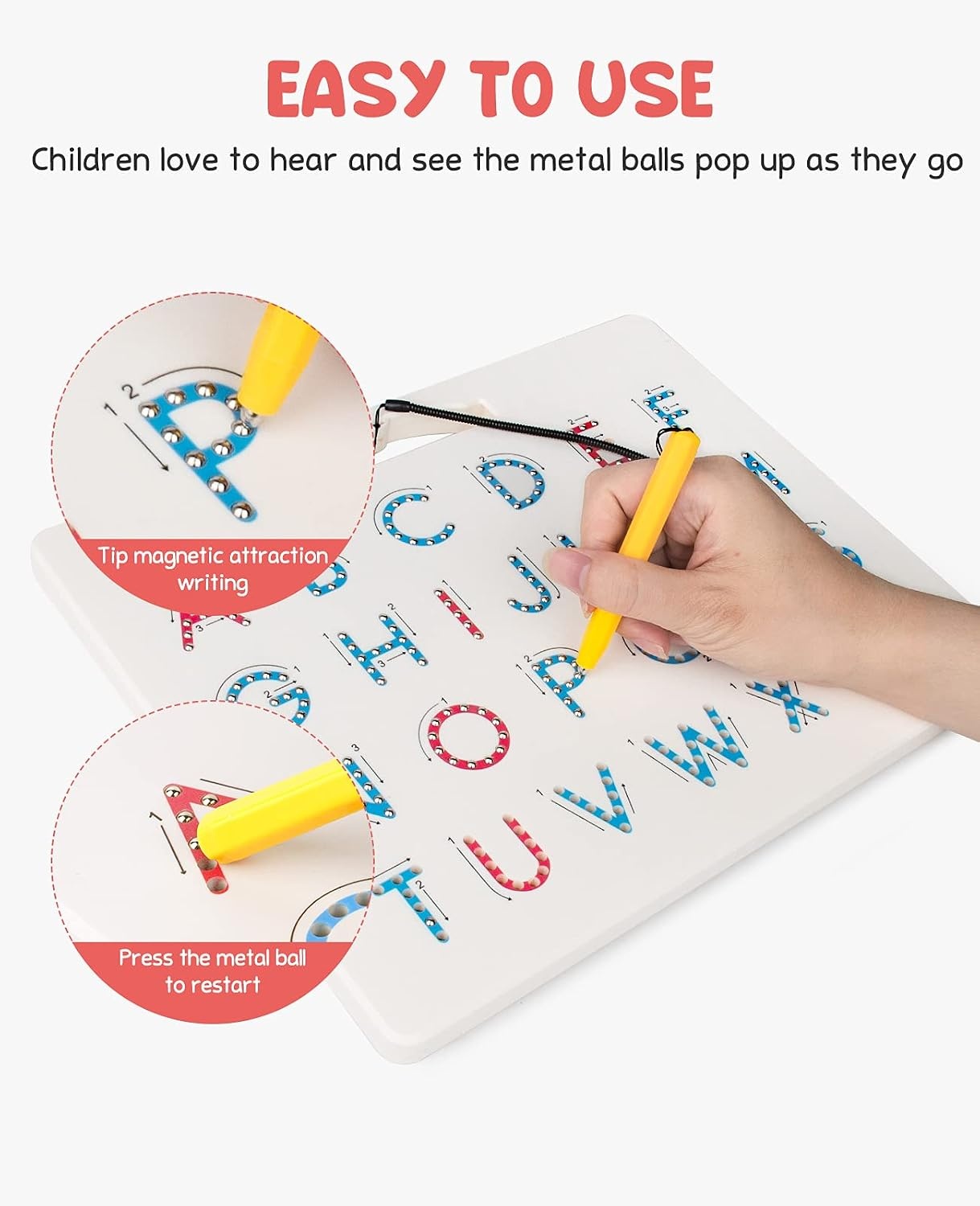 GAMENOTE Magnetic Shapes and Lines Tracing Board, 2-in-1 Double-Sided Pencil Control Practice Toy for Toddlers, Preschool Classroom Educational Learning, Road Trip Car Activities for Kids Ages 3-5(Single Set)
