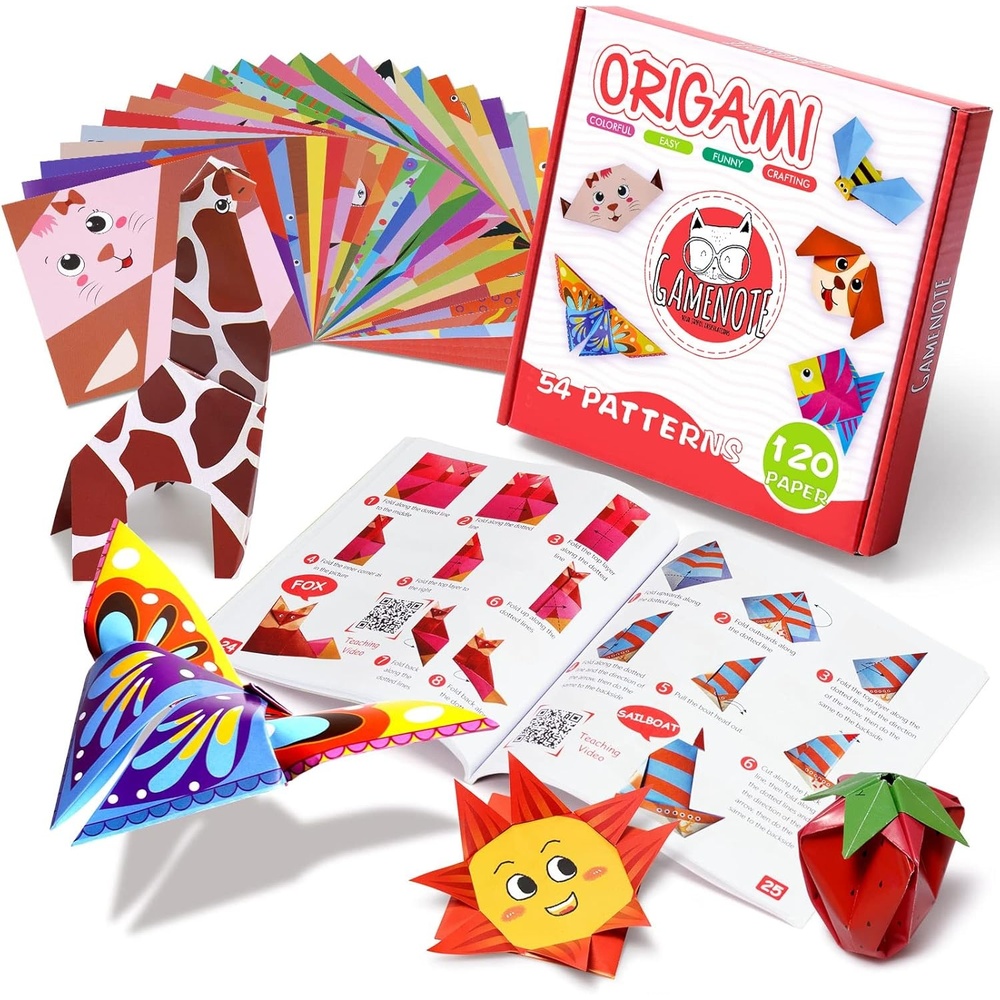 Gamenote Colorful Origami Kit for Kids 72 Projects 180 Double Sided Origami Paper 12 Sheets Practice Papers Instructional Origami Book Origami Gift for 4+ Girls Adult Beginners Training Craft, Unicorn(Daily Life)