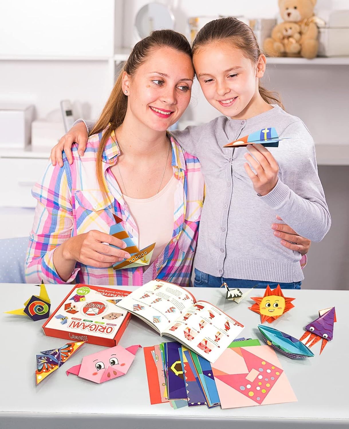 Gamenote Colorful Origami Kit for Kids 72 Projects 180 Double Sided Origami Paper 12 Sheets Practice Papers Instructional Origami Book Origami Gift for 4+ Girls Adult Beginners Training Craft, Unicorn(Daily Life)