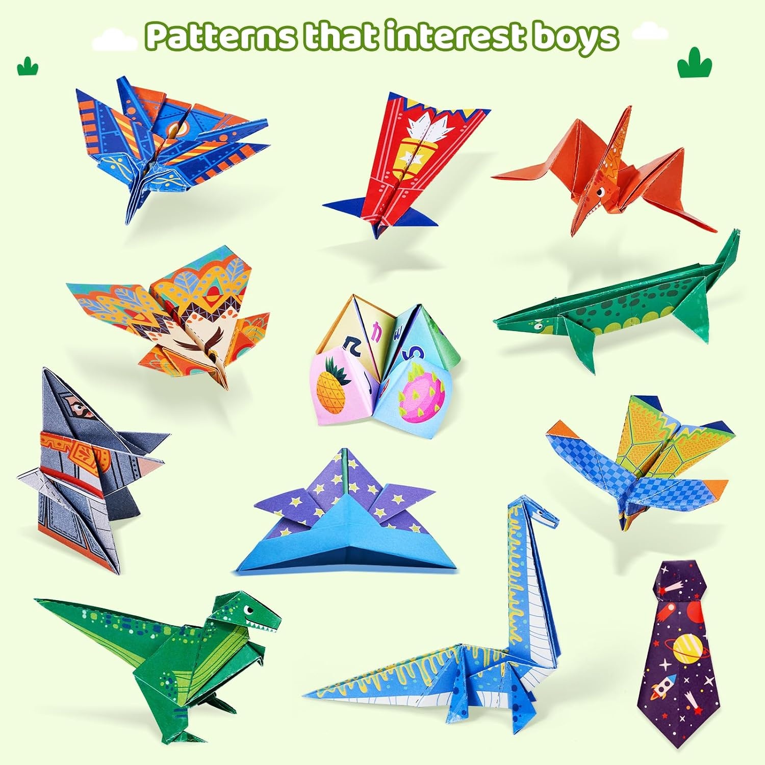 Gamenote Colorful Origami Kit for Kids 72 Projects 180 Double Sided Origami Paper 12 Sheets Practice Papers Instructional Origami Book Origami Gift for 4+ Girls Adult Beginners Training Craft, Unicorn(Dinosaur)