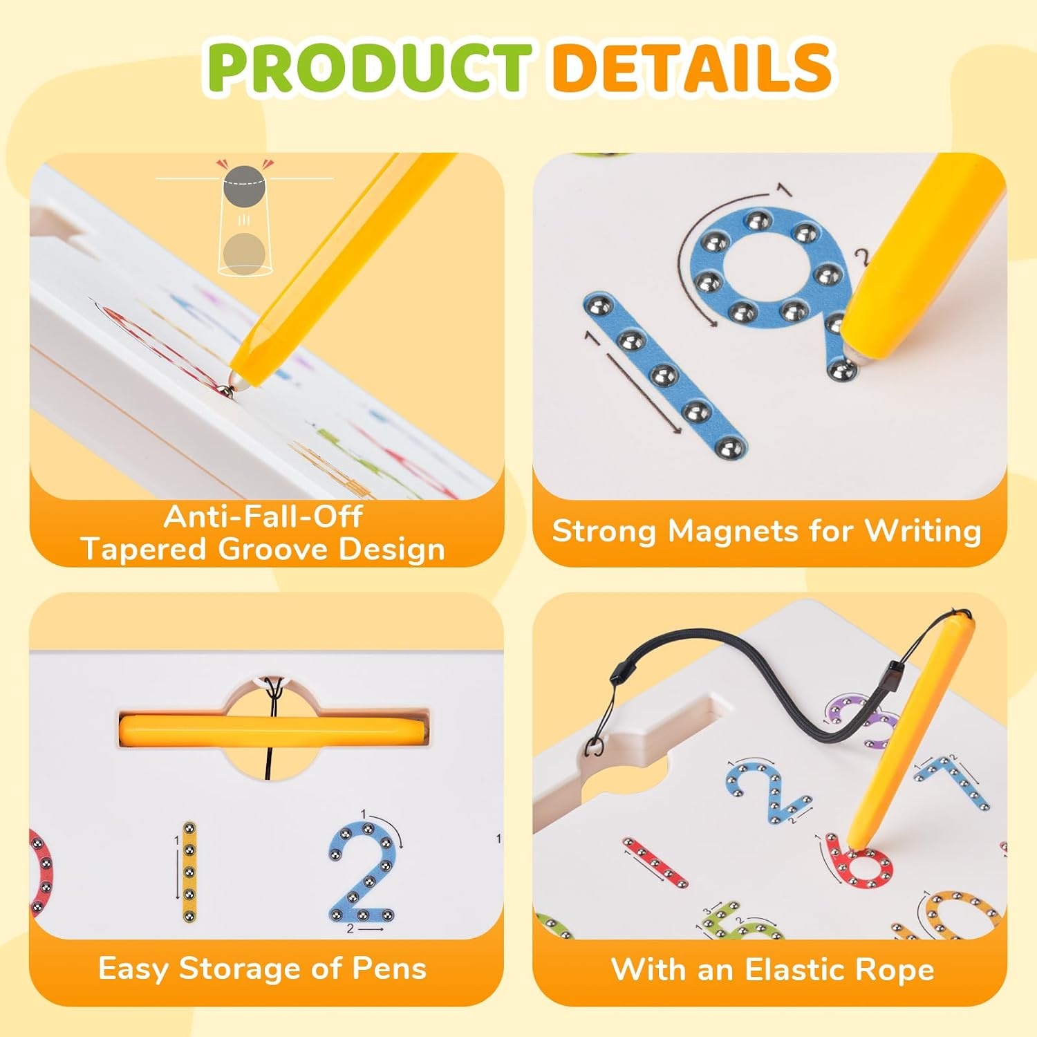GAMENOTE Magnetic Shapes and Lines Tracing Board, 2-in-1 Double-Sided Pencil Control Practice Toy for Toddlers, Preschool Classroom Educational Learning, Road Trip Car Activities for Kids Ages 3-5(Number)