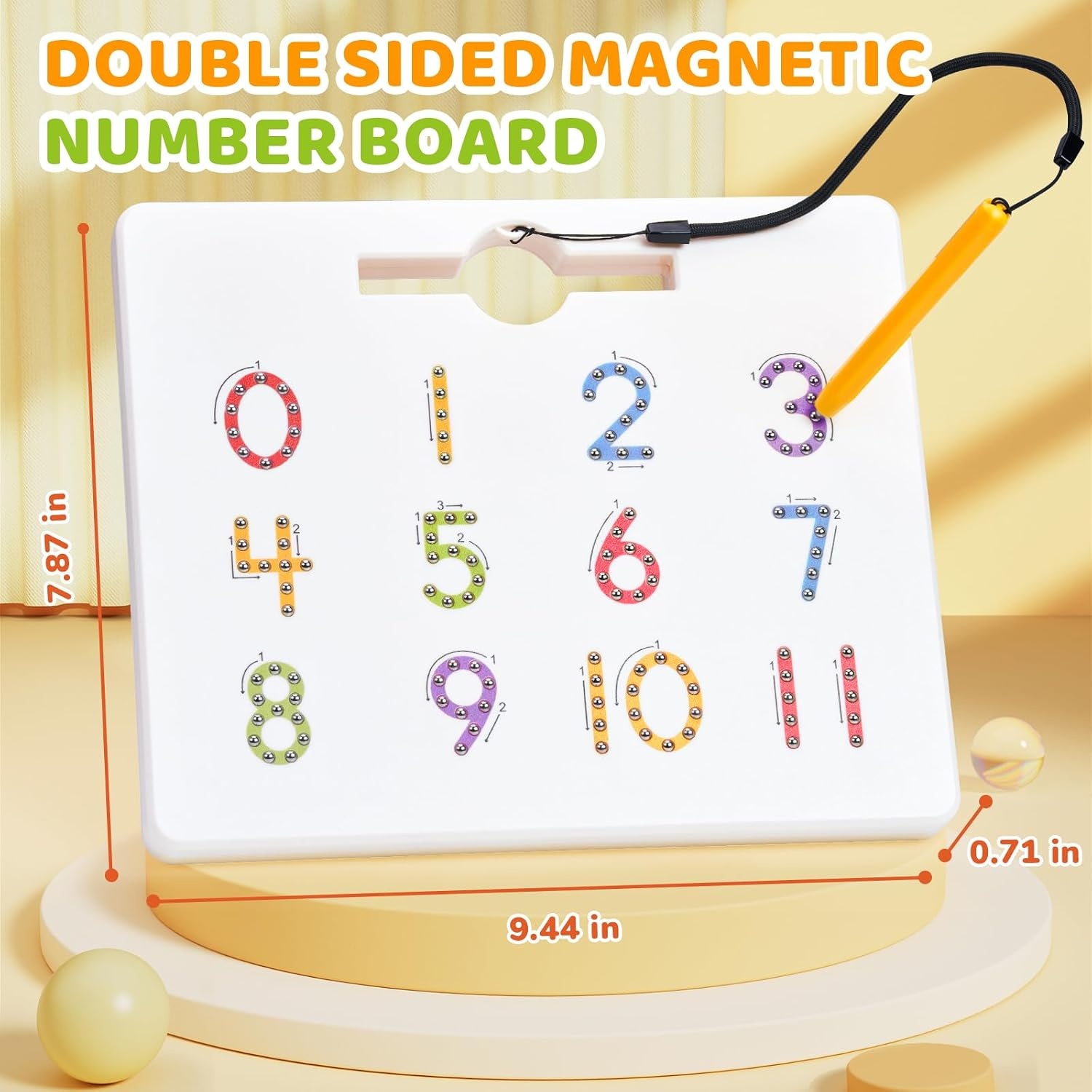 GAMENOTE Magnetic Shapes and Lines Tracing Board, 2-in-1 Double-Sided Pencil Control Practice Toy for Toddlers, Preschool Classroom Educational Learning, Road Trip Car Activities for Kids Ages 3-5(Number)