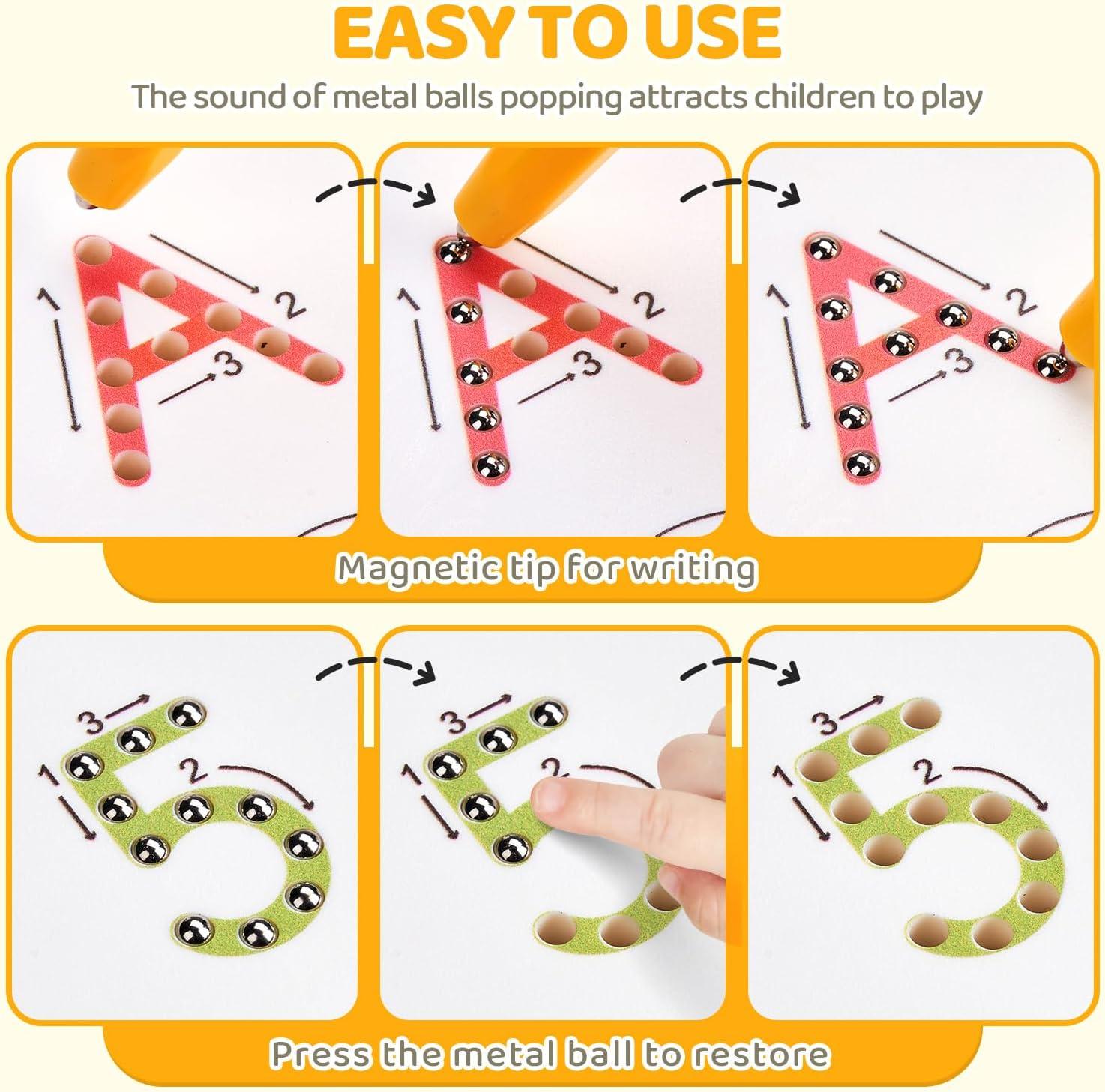 GAMENOTE Double Sided Magnetic Letter Board – 2 in 1 Alphabet Magnets Tracing Board for Toddlers ABC Letters Uppercase & Lowercase Practicing Learning Education Toys(Letter+Number)