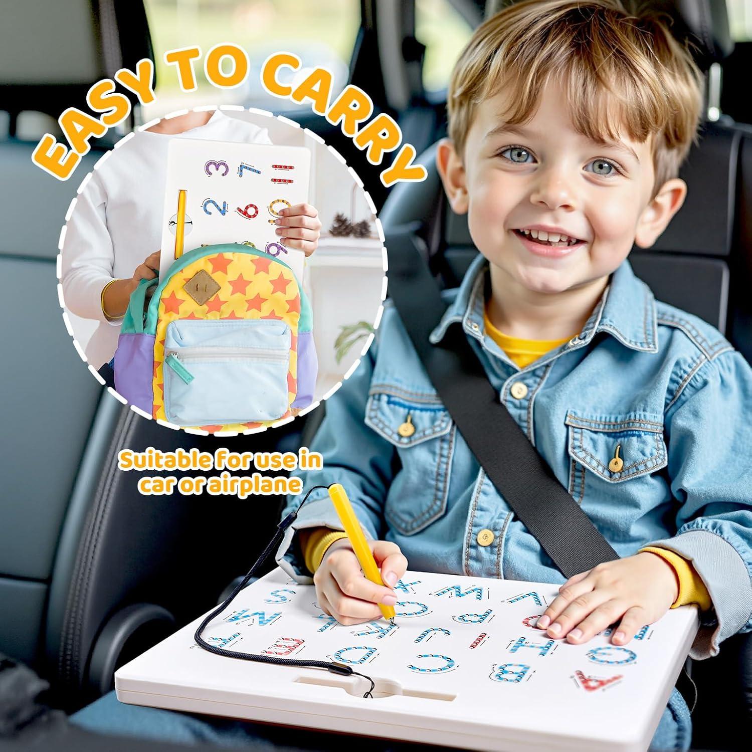 GAMENOTE Double Sided Magnetic Letter Board – 2 in 1 Alphabet Magnets Tracing Board for Toddlers ABC Letters Uppercase & Lowercase Practicing Learning Education Toys(Letter+Number)
