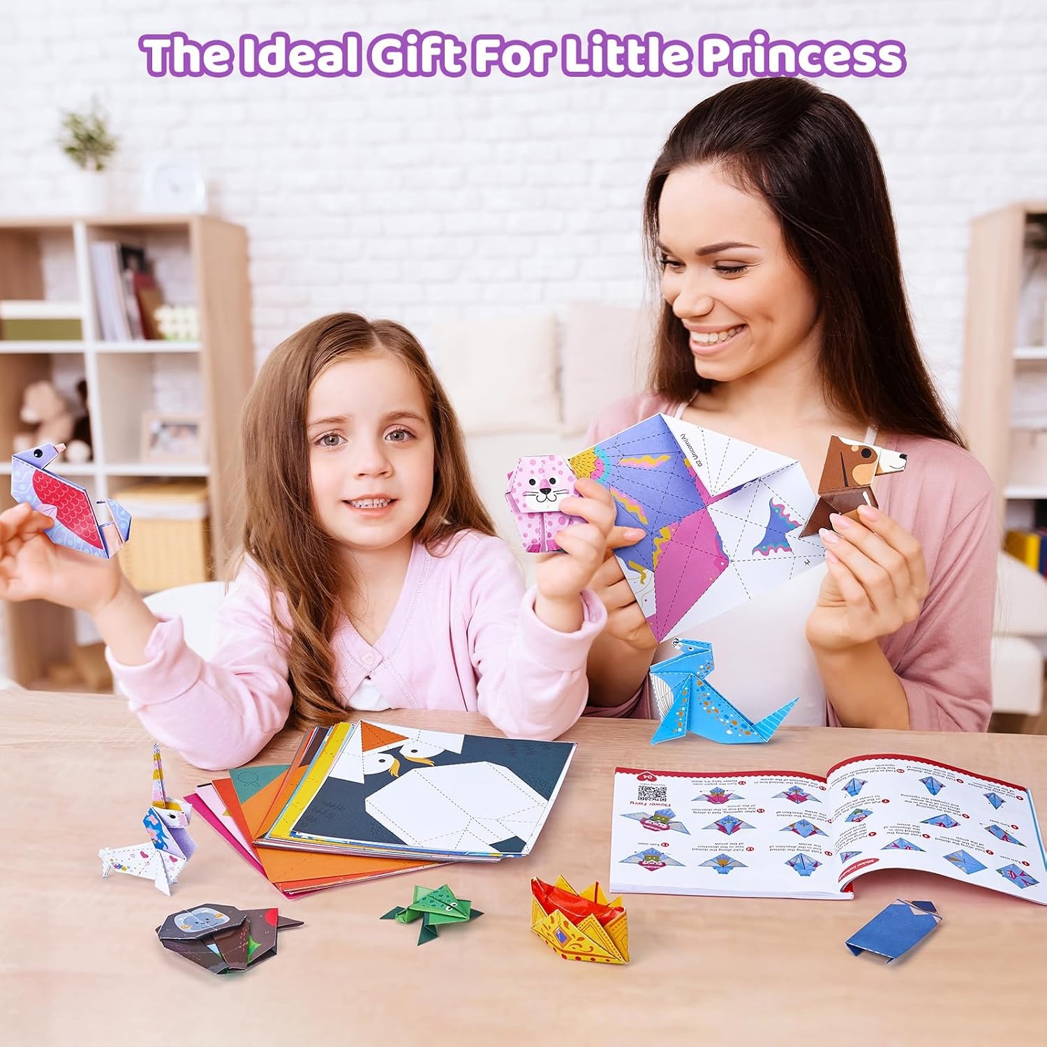 Gamenote Colorful Origami Kit for Kids 72 Projects 180 Double Sided Origami Paper 12 Sheets Practice Papers Instructional Origami Book Origami Gift for 4+ Girls Adult Beginners Training Craft, Unicorn(Unicorn)