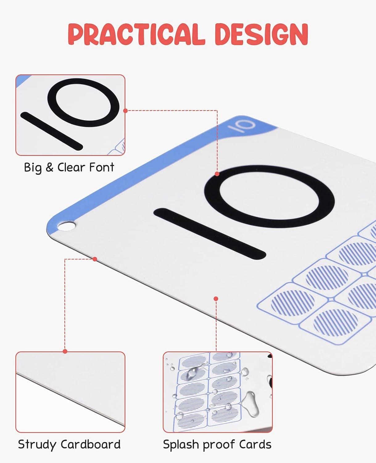 Gamenote Dry Erase Alphabet and Number Flash Cards – Write and Wipe Laminated ABC Letter Tracing Practice Card for Kindergarten (47 Flashcards with 2 Rings and Marker)