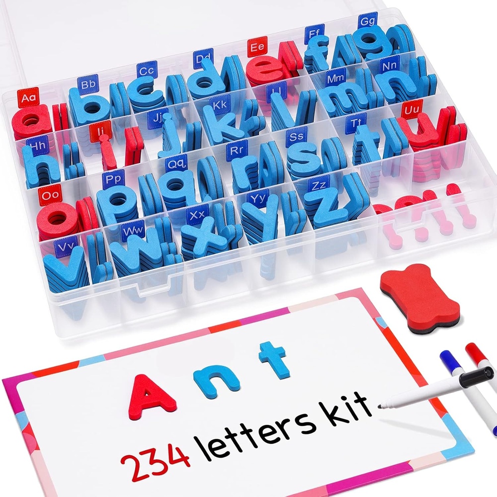 Gamenote Classroom Magnetic Letters Kit 238 Pcs with Double-Side Magnet Board – Foam Alphabet Letters for Kids Spelling and Learning 10 Pack