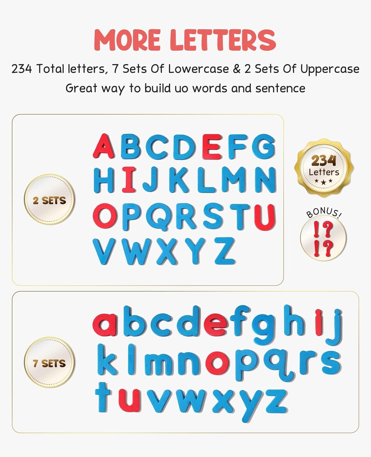 Gamenote Classroom Magnetic Letters Kit 238 Pcs with Double-Side Magnet Board – Foam Alphabet Letters for Kids Spelling and Learning 10 Pack