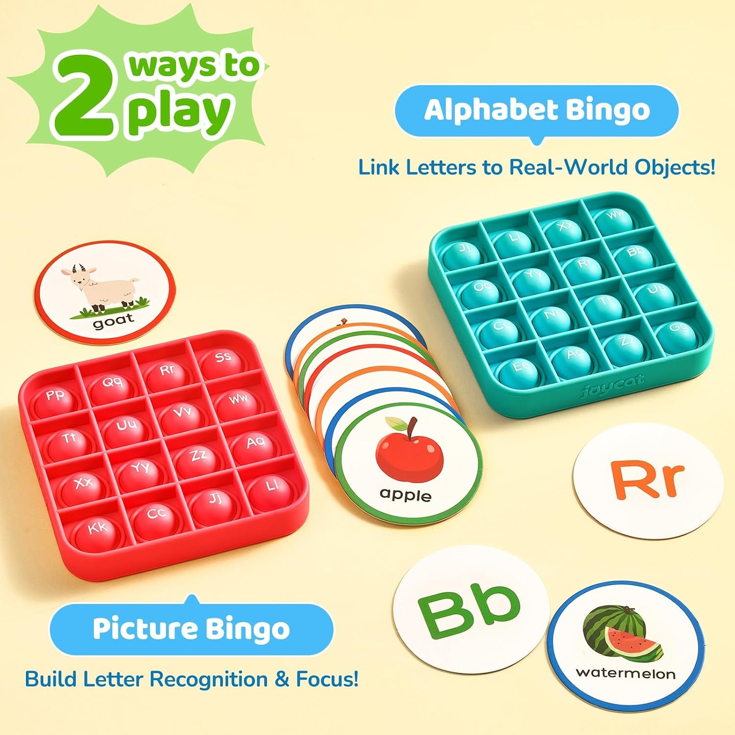 Word Building Desktop Pocket Chart Tent Flash Cards Kit+ Alphabet Bingo Game, CVC Words Phonics Games Blending Board for Kindergarten Reading and Spelling