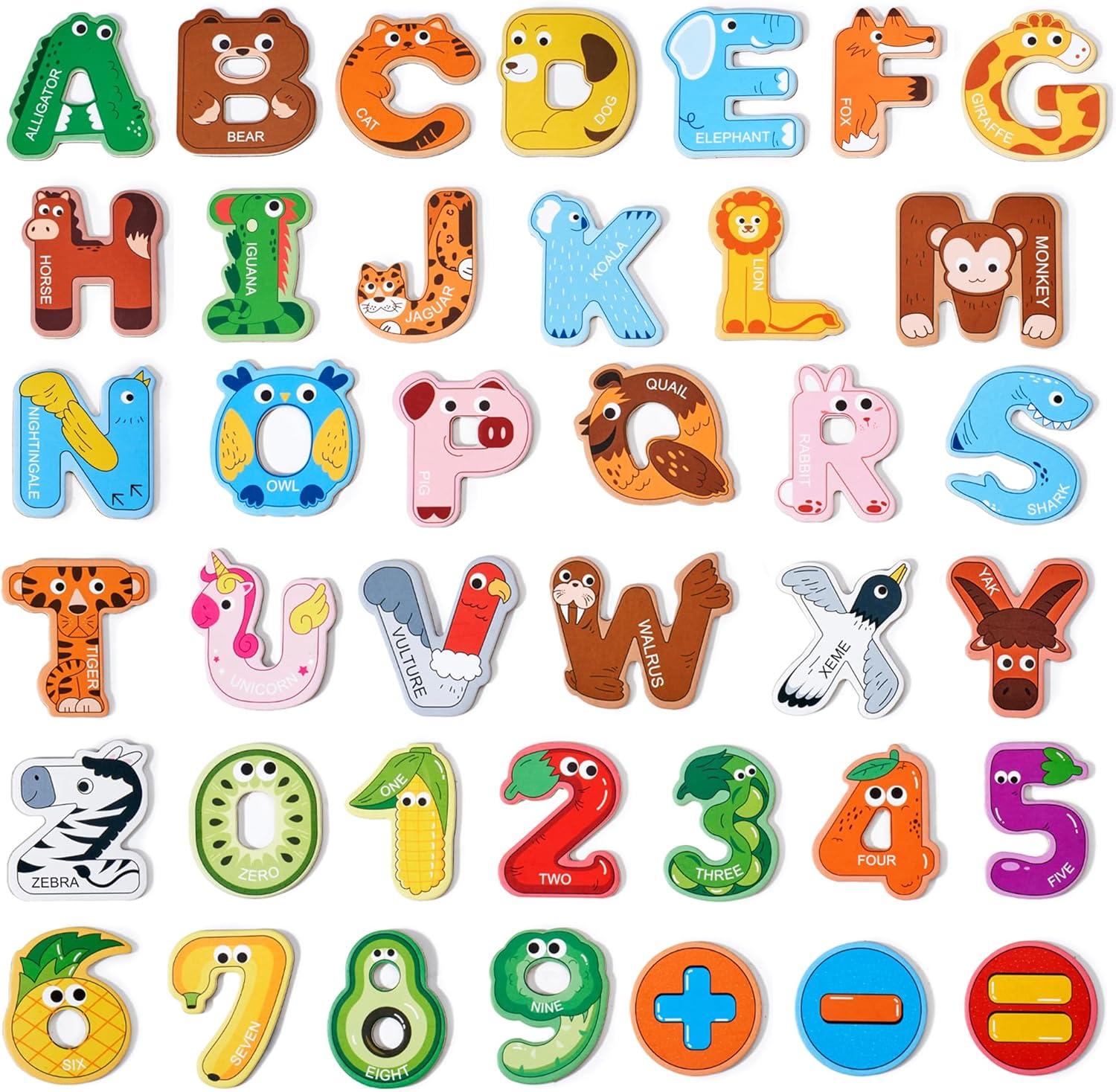 Gamenote Magnetic Number Tracing Board+JoyCat Magnetic Letters and Numbers Fridge Magnets, 26 Uppercase Letters 0-9 Numbers