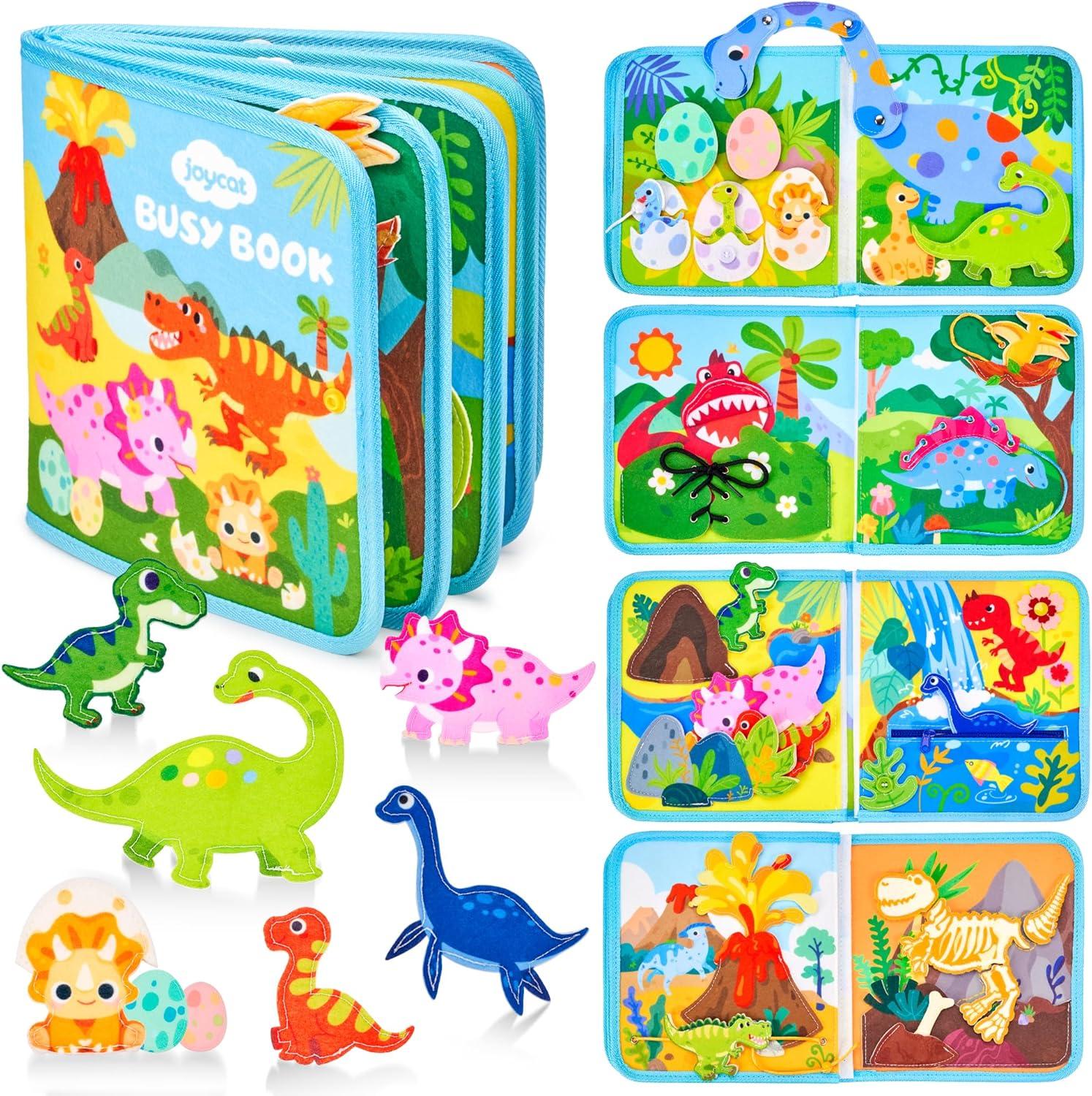 Gamenote Classroom Magnetic Alphabet Letters Kit+JoyCat Dinosaur Busy Book for Toddlers 1-3, Busy Board for 1 2 3 4 Year Old -Travel Toy Quiet Activity Book, Life Skills & Fun Games – Autism Sensory T