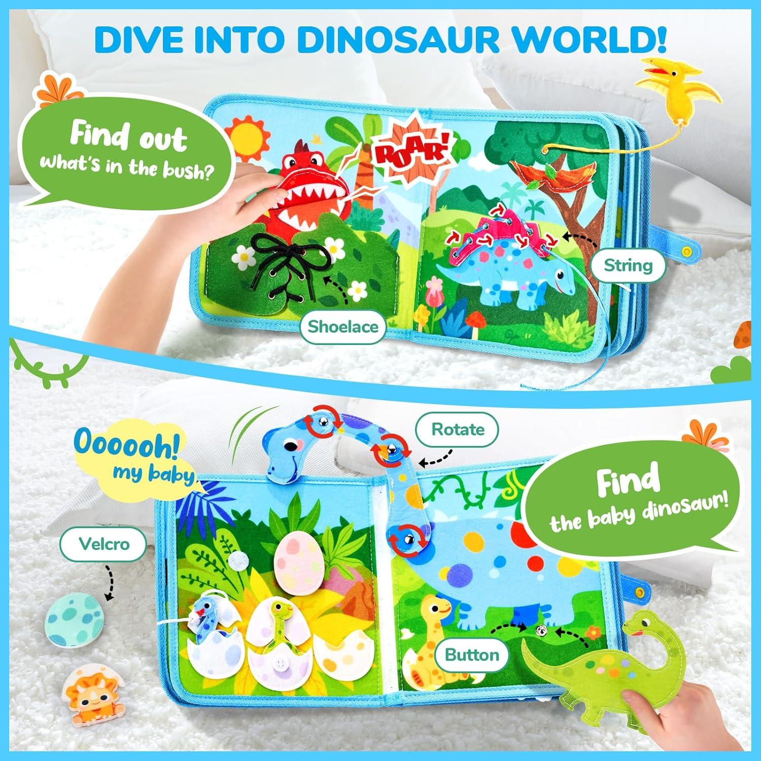 Gamenote Classroom Magnetic Alphabet Letters Kit+JoyCat Dinosaur Busy Book for Toddlers 1-3, Busy Board for 1 2 3 4 Year Old -Travel Toy Quiet Activity Book, Life Skills & Fun Games – Autism Sensory T
