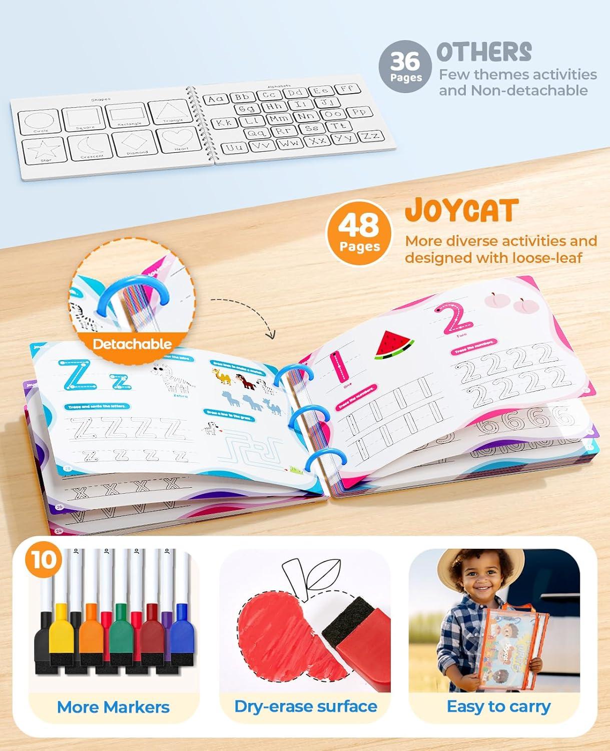 GAMENOTE Double Sided Magnetic Letter Board + JoyCat Preschool Learning Activities 48 Reusable Pages, Handwriting Practice for Kids Toddlers