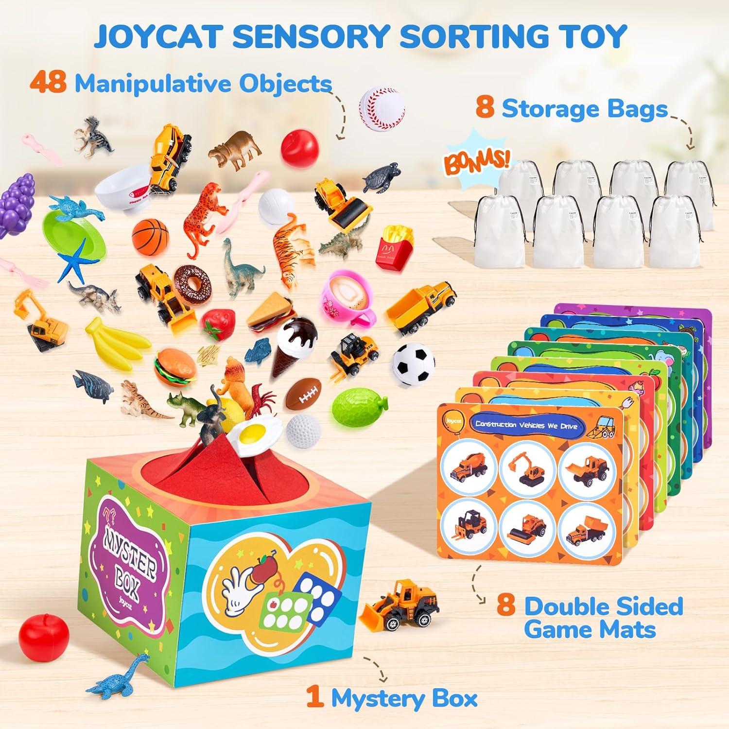 Gamenote Classroom Magnetic Alphabet Letters Kit+JoyCat Sorting Toys with Mystery Play Box for Toddlers 3-5, Dinosaurs, Animals, Fruit, Vehicles, Balls, Food, Tools, Marine Life Learning Play Set