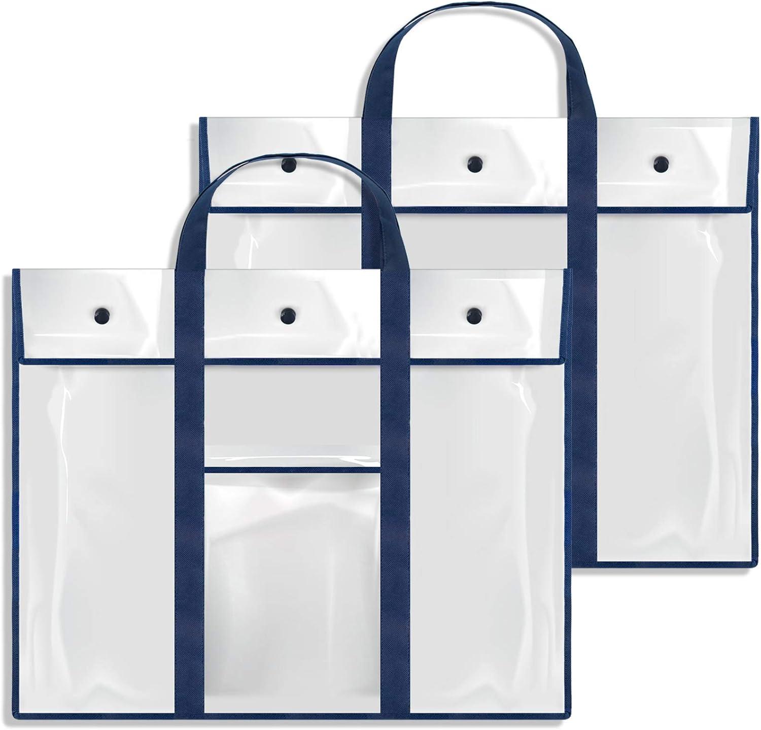 GAMENOTE 2 Pack Large Poster Storage Bag (31.5″×25.5″) & Dry Erase Pockets 30 Pack with Rings