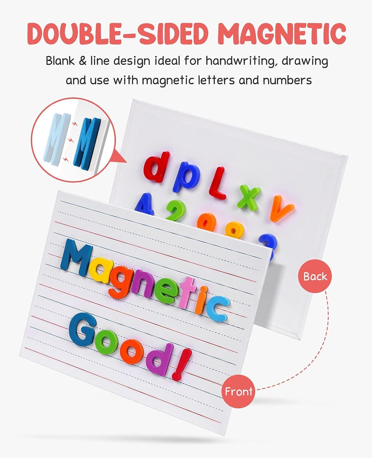 Gamenote 6 Pack Magnetic Small White Board Set & Wooden Pen Holder & Pencil Holders