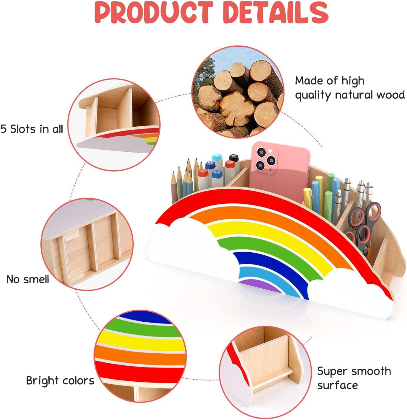 Gamenote 6 Pack Magnetic Small White Board Set & Wooden Pen Holder & Pencil Holders