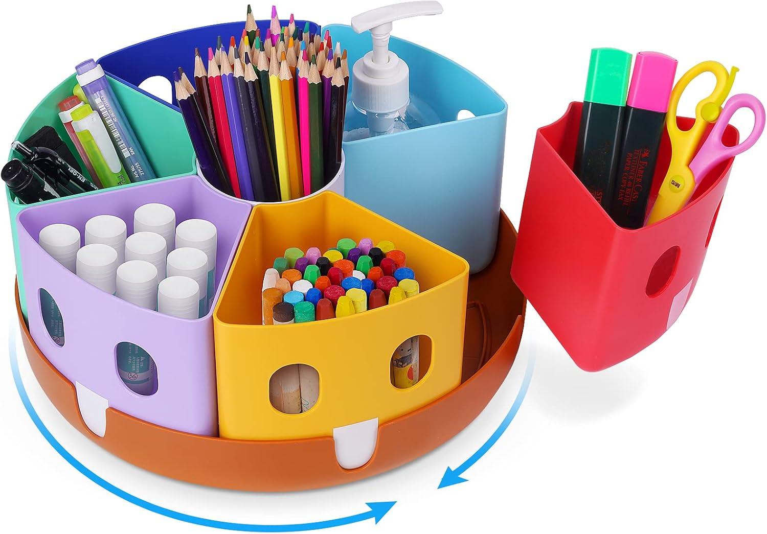 GAMENOTE Rotating Art Supplies Organizer & Dry Erase Pockets 30 Pack with Rings