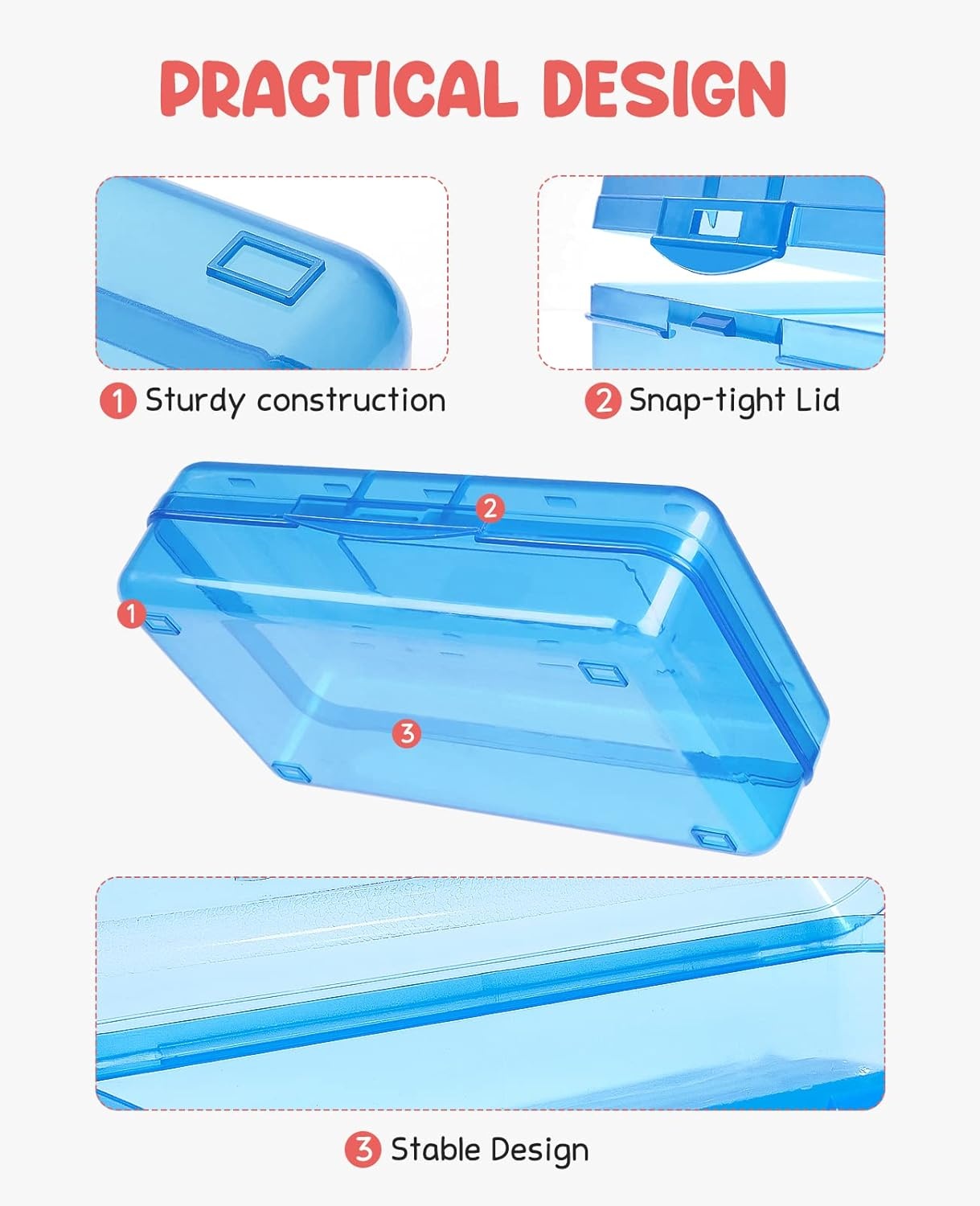 GAMENOTE Assorted Colors Plastic Pencil Case Box 6pcs Rotating Art Supply Organizer Office School Supplies for Kids Desk Organizers