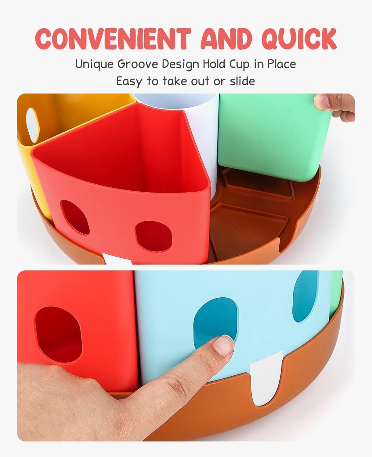 GAMENOTE Assorted Colors Plastic Pencil Case Box 6pcs Rotating Art Supply Organizer Office School Supplies for Kids Desk Organizers