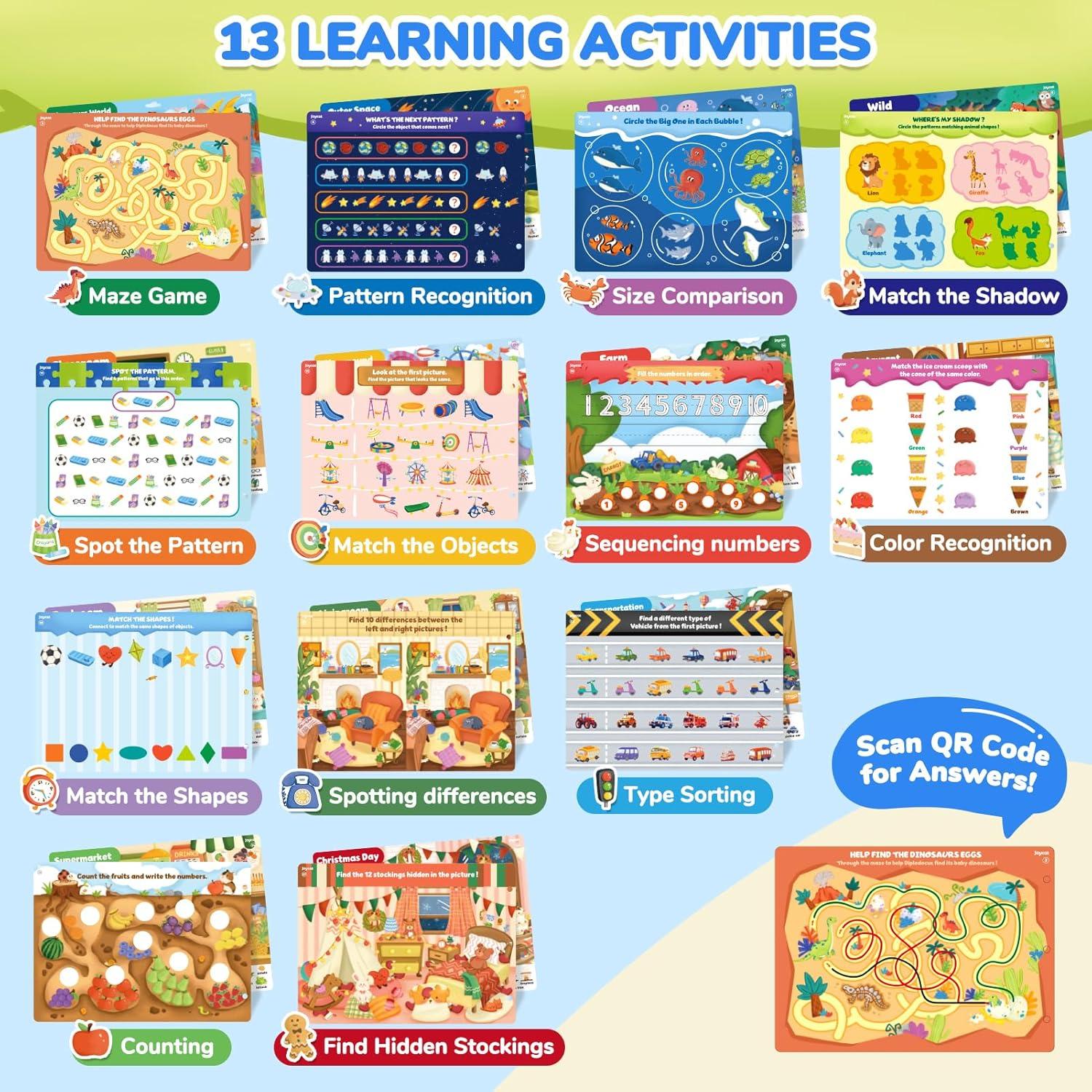 GAMENOTE Double Sided Magnetic Letter Board+JoyCat Seek & Find Game Books – Preschool Learning Activity for Toddlers & Kids Ages 3-5, Travel Activities Toys for Road Trip Car Airplane