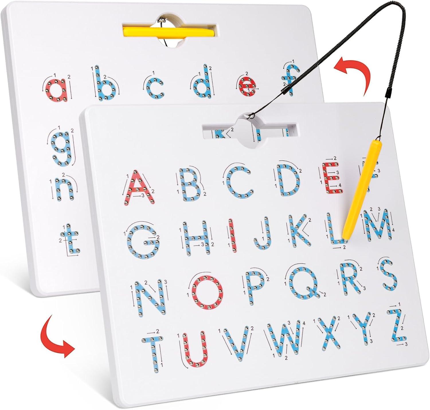 GAMENOTE JoyCat Color Sorting Sensory Toys, 10-Piece Wooden Magnetic Color Set for Toddlers Double Sided Magnetic Letter Board