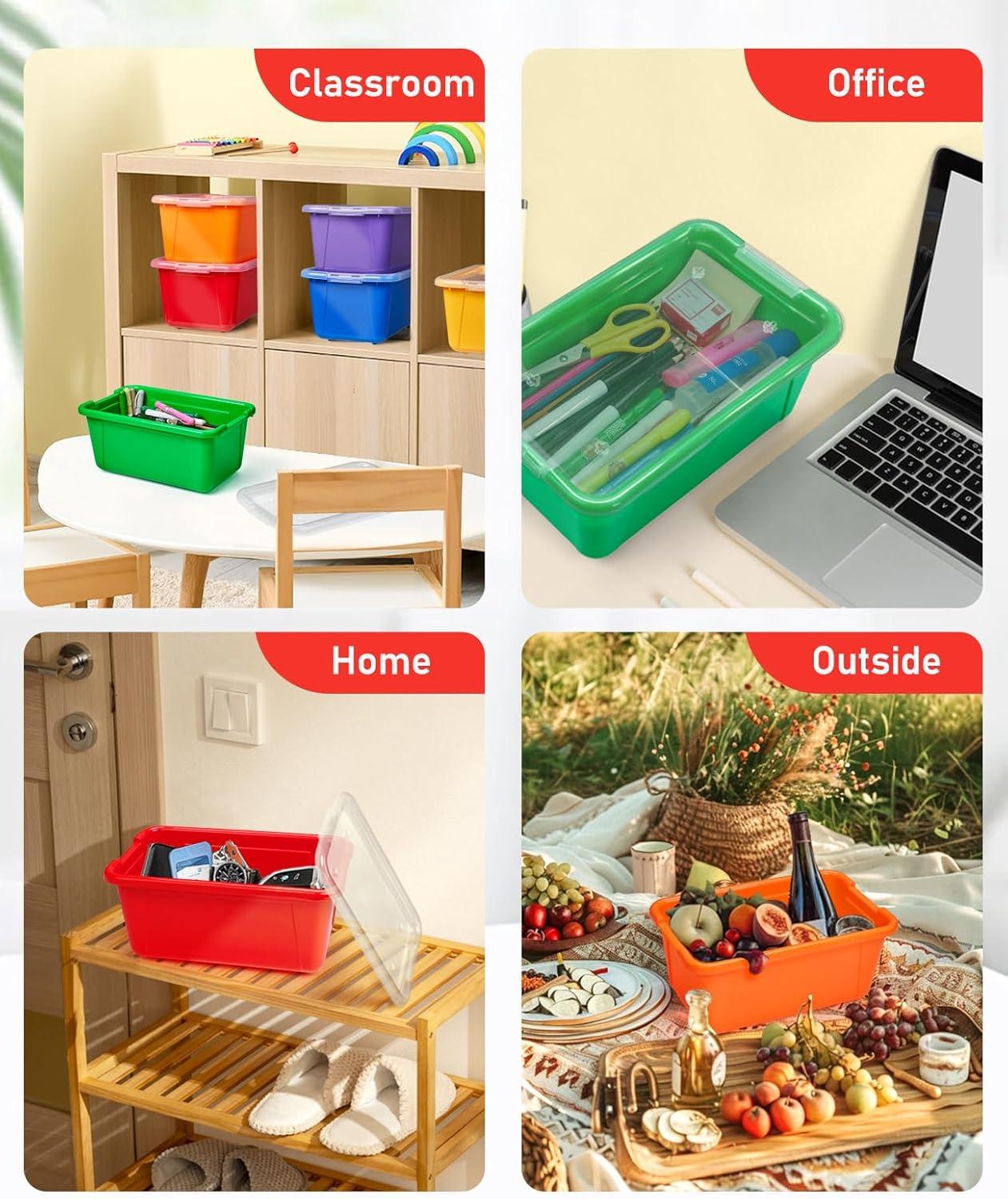 GAMENOTE 6 Quart Storage Bins with Lids & Fruits & Vegetables Food Cartoon Magnets