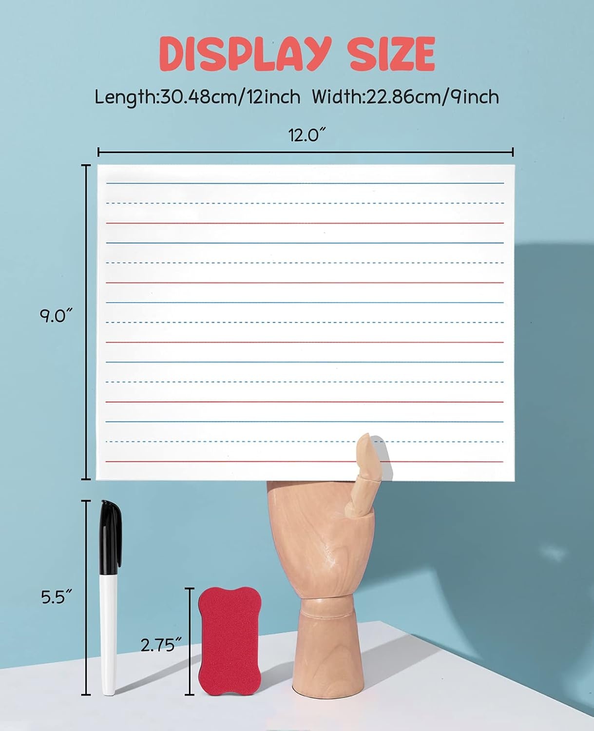 GAMENOTE 6 Pack Small Dry Erase Boards for Kids, 9×12 Double-Sided Lined and Blank Whiteboards with Markers & Erasers, for Classroom and Homeschool Writing Board(Magnetic Lined Blank)