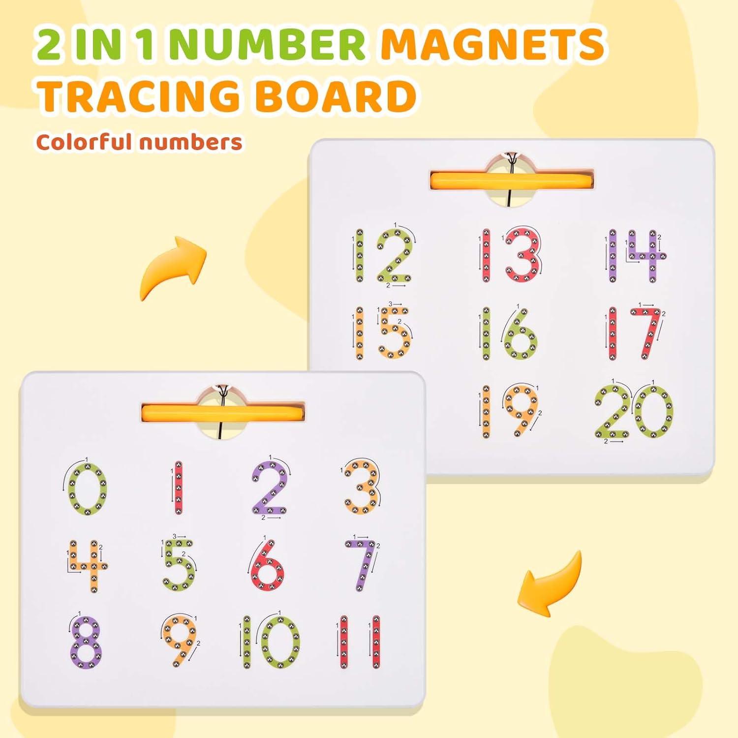 GAMENOTE Magnetic Number Tracing Board+JoyCat Seek & Find Game Books – Preschool Learning Activity for Toddlers & Kids Ages 3-5, Travel Activities Toys for Road Trip Car Airplane