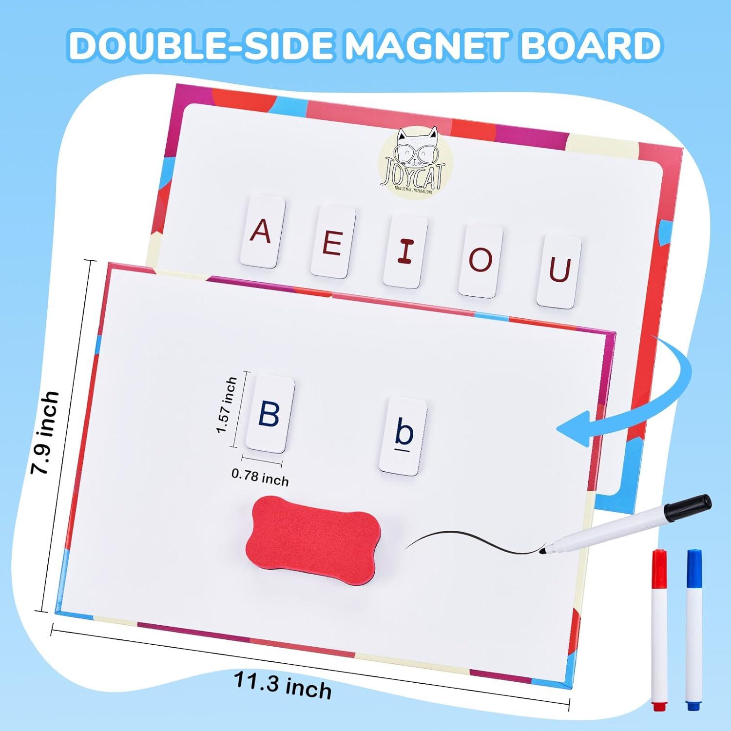 Gamenote Classroom Magnetic Alphabet Letters Kit+Classroom Magnetic Letter Tiles for Phonics and Spelling-JoyCat 234 Foam Alphabet Tiles Magnetic Letters with Double-Side Magnet Board and Compartment