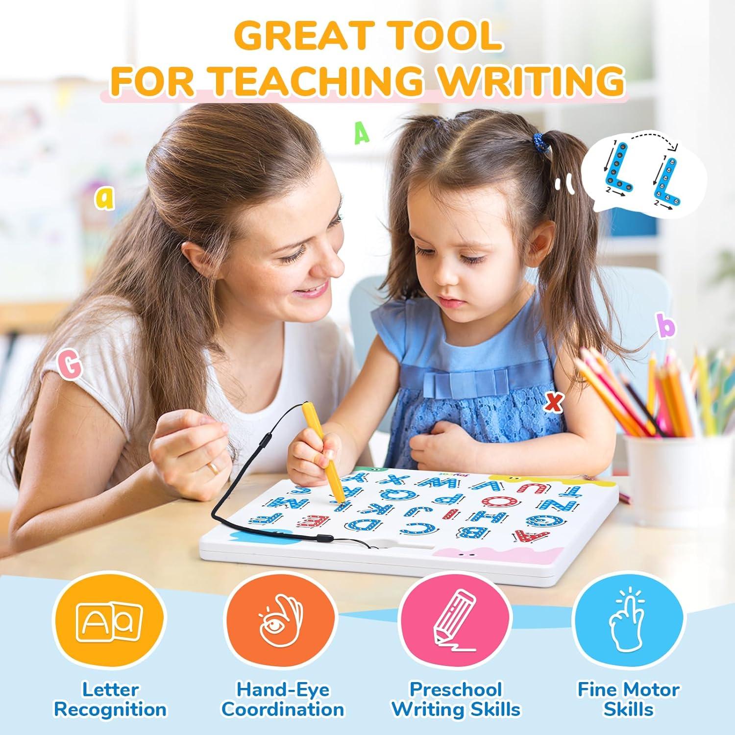 Gamenote Classroom Magnetic Alphabet Letters Kit 238 Pcs with Double – Side Magnet Board + JoyCat Magnetic Letter Tracing Board