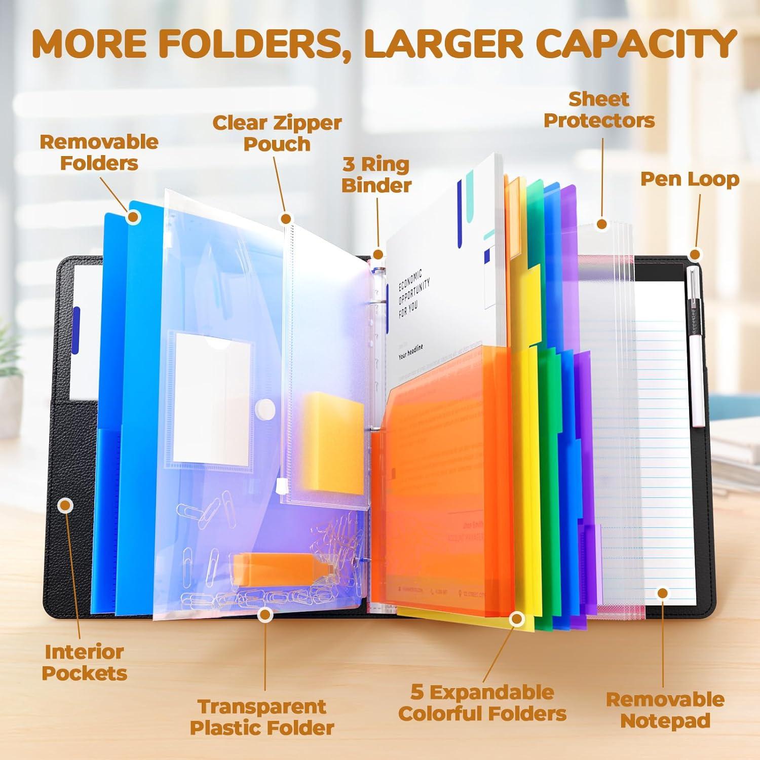 JoyCat Dry Erase Pockets 30 Pack & 3 Ring Binder Clipboard with Storage