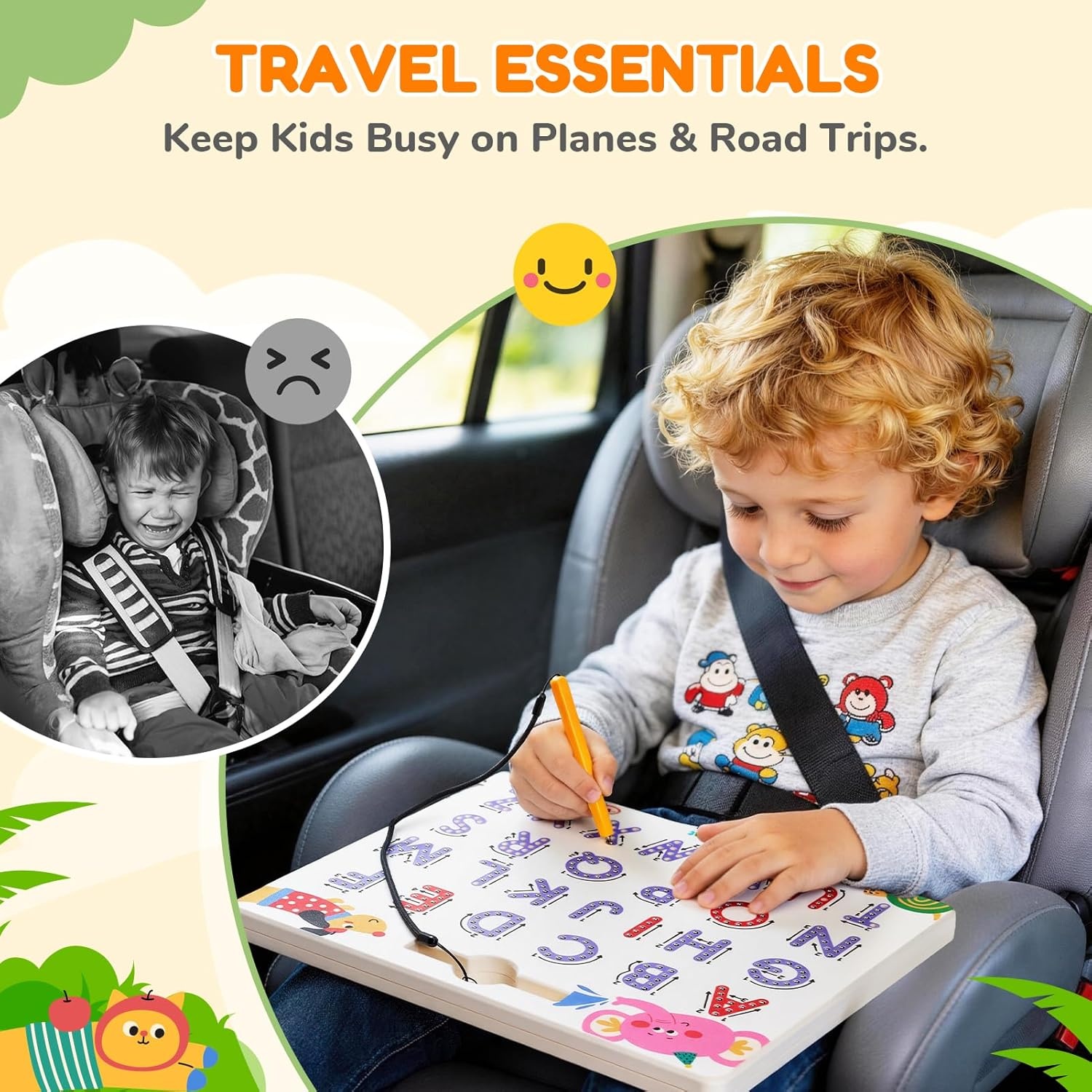 GAMENOTE Magnetic Number Tracing Board, 2 in 1 Double Sided Numbers 1-20 Writing Board + JoyCat Magnetic Animal Letter Tracing Board, Double-Sided ABC Magnets for Toddlers