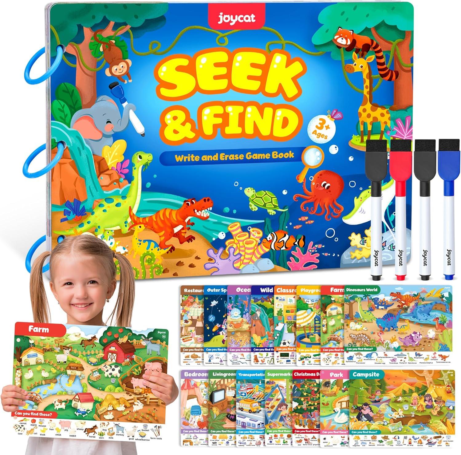Gamenote Classroom Magnetic Alphabet Letters Kit 178Pcs + JoyCat Seek & Find Game Books