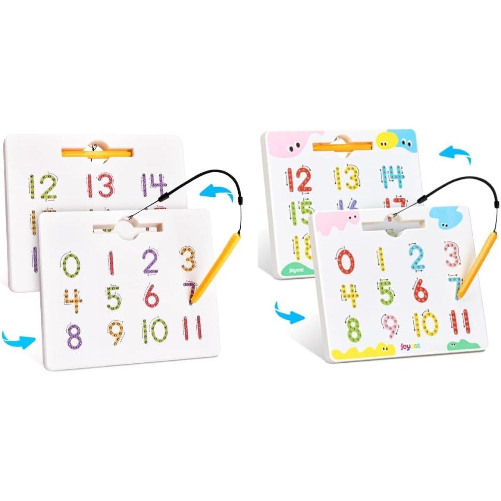 GAMENOTE Magnetic Number Tracing Board + JoyCat Double-Sided Magnetic Number Tracing Board – 2-in-1 Numbers 1-20 Writing Toys for Toddlers & Kids, Preschool Math Manipulatives, Kindergarten Educationa