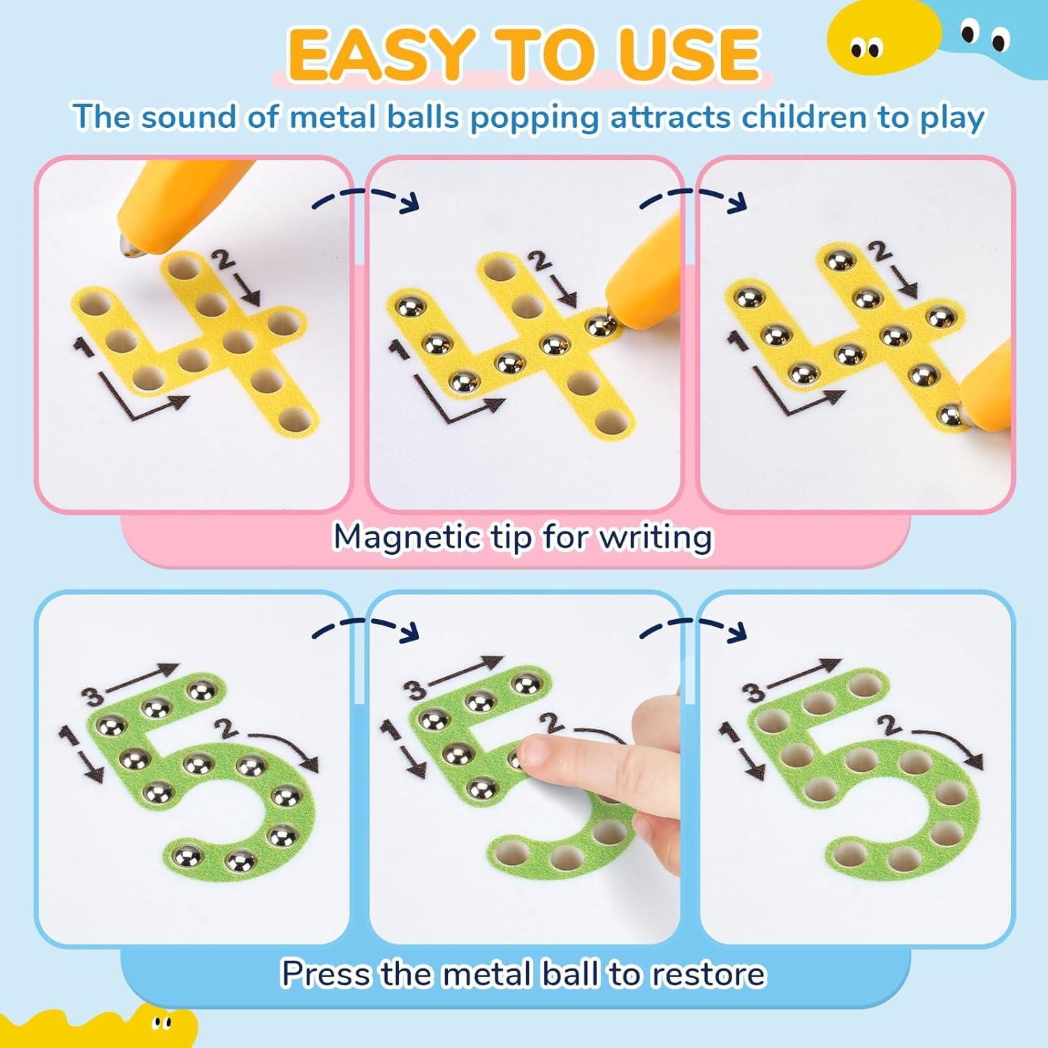 GAMENOTE Magnetic Number Tracing Board + JoyCat Double-Sided Magnetic Number Tracing Board – 2-in-1 Numbers 1-20 Writing Toys for Toddlers & Kids, Preschool Math Manipulatives, Kindergarten Educationa