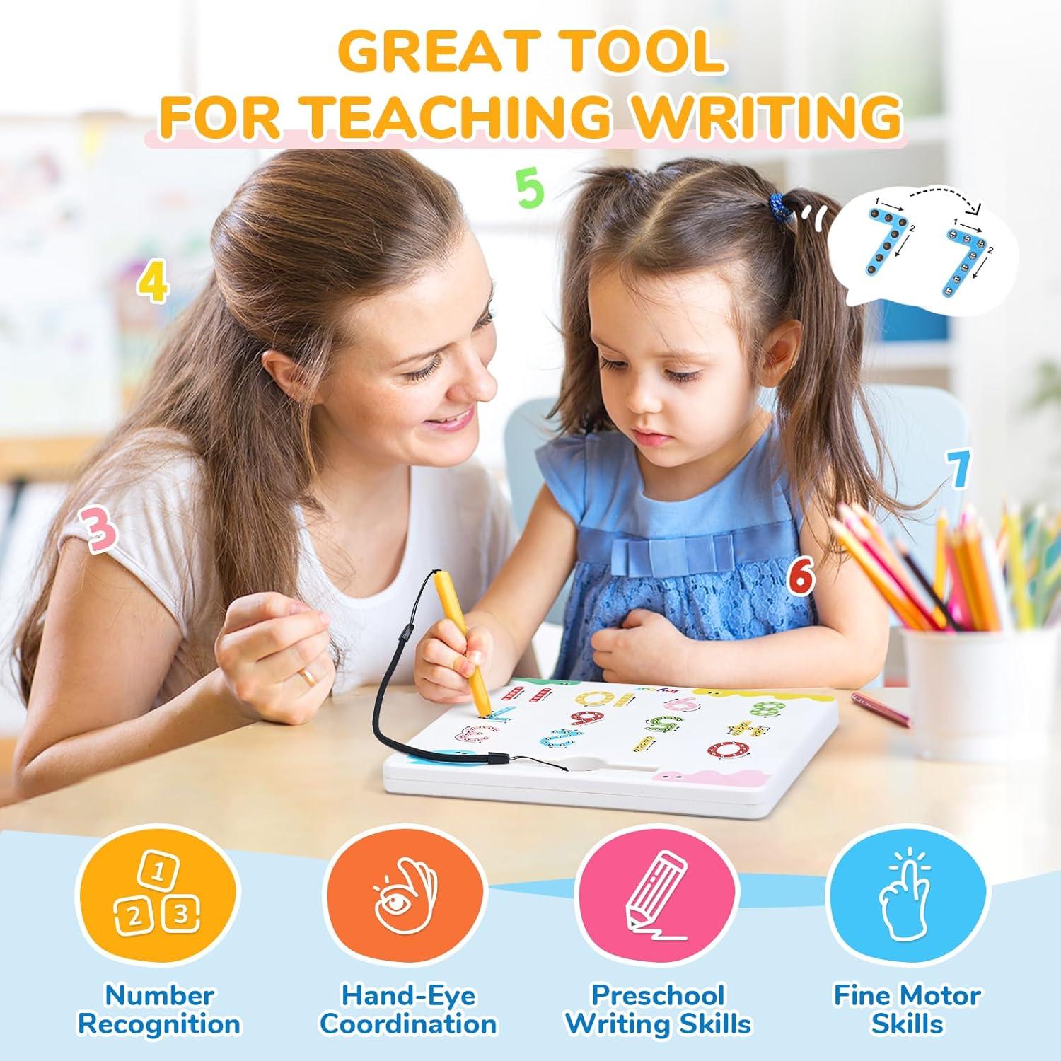 GAMENOTE Magnetic Number Tracing Board + JoyCat Double-Sided Magnetic Number Tracing Board – 2-in-1 Numbers 1-20 Writing Toys for Toddlers & Kids, Preschool Math Manipulatives, Kindergarten Educationa