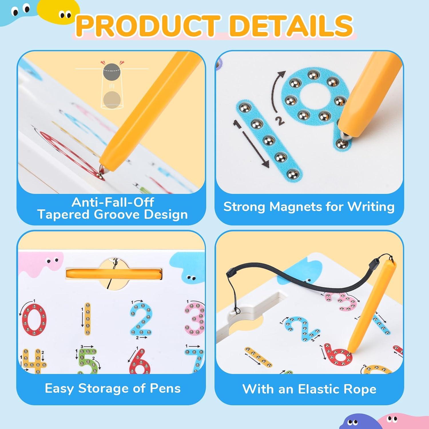 GAMENOTE Magnetic Number Tracing Board + JoyCat Double-Sided Magnetic Number Tracing Board – 2-in-1 Numbers 1-20 Writing Toys for Toddlers & Kids, Preschool Math Manipulatives, Kindergarten Educationa