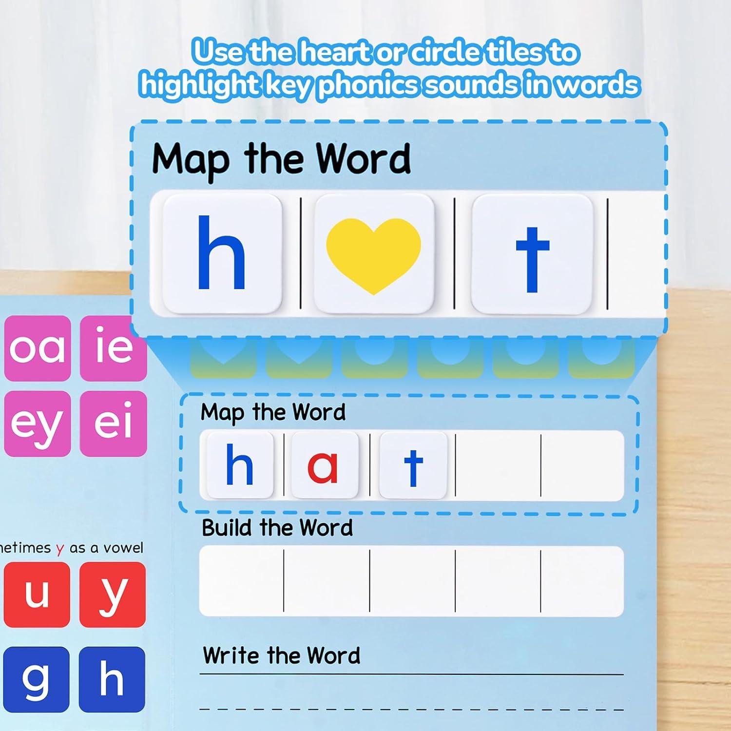 Magnetic Alphabet Letters+Phonics Word Magnetic Letter Tiles-JoyCat 265 Alphabet Tiles, Magnetic Letters Kit with Word-Building Folder and Storage Case, Kindergarten Phonics Awareness, Science of Read