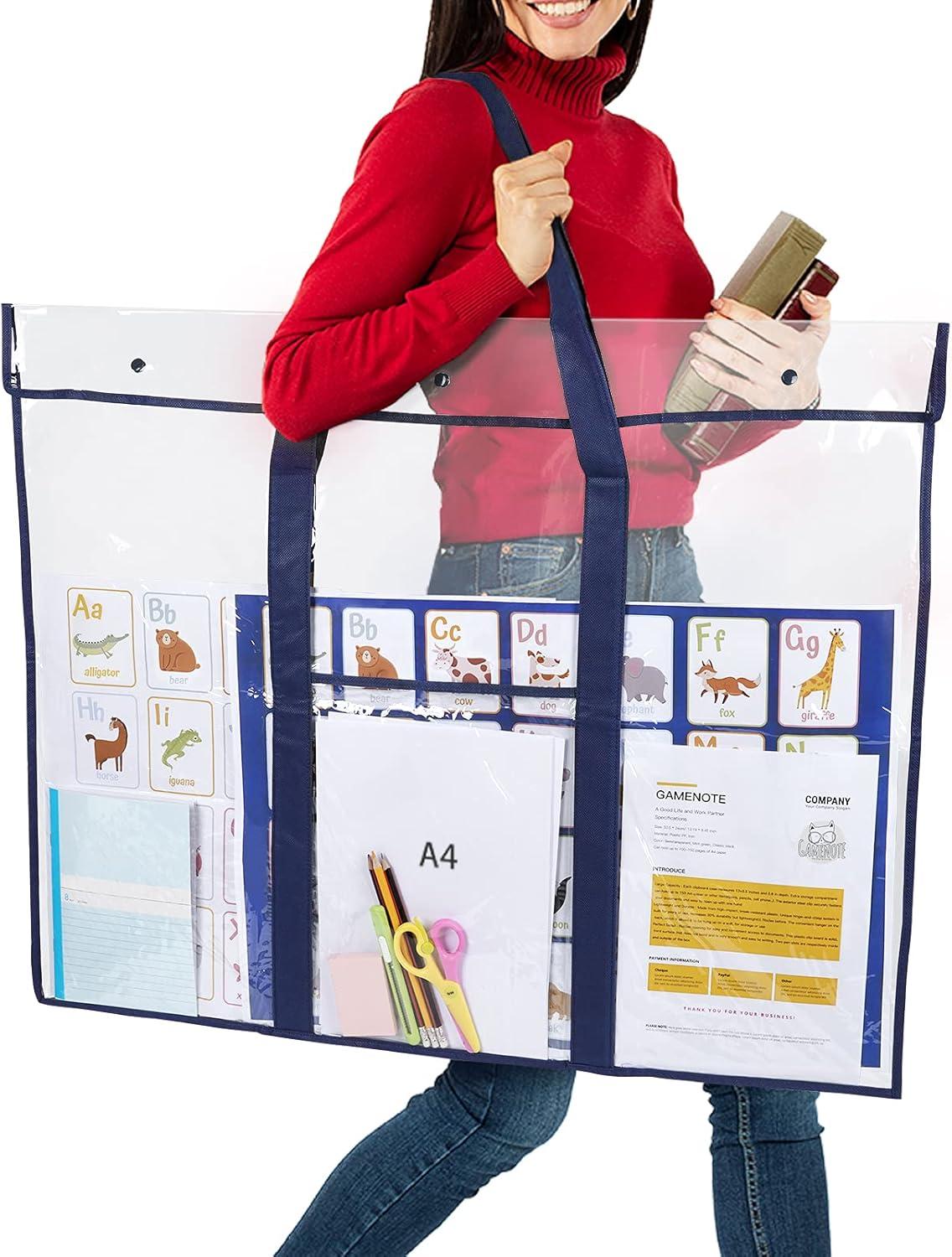 GAMENOTE 3 Pack Large Poster Storage Bag (31.5″×25.5″) Bulletin Board Holder Art Portfolio Container for Teachers Classroom Organization for Anchor Chart Paper for Kids Artwork