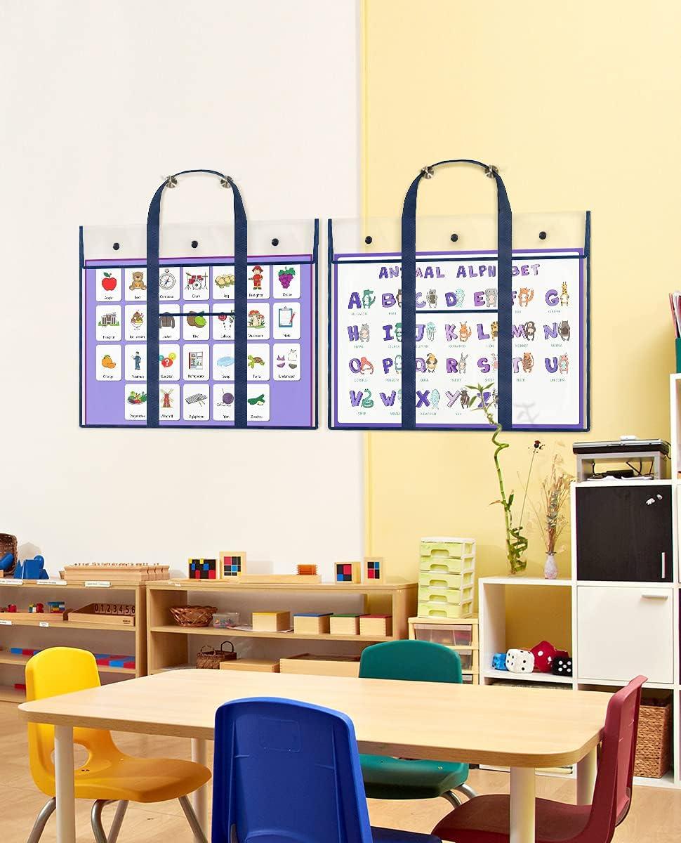 GAMENOTE 3 Pack Large Poster Storage Bag (31.5″×25.5″) Bulletin Board Holder Art Portfolio Container for Teachers Classroom Organization for Anchor Chart Paper for Kids Artwork