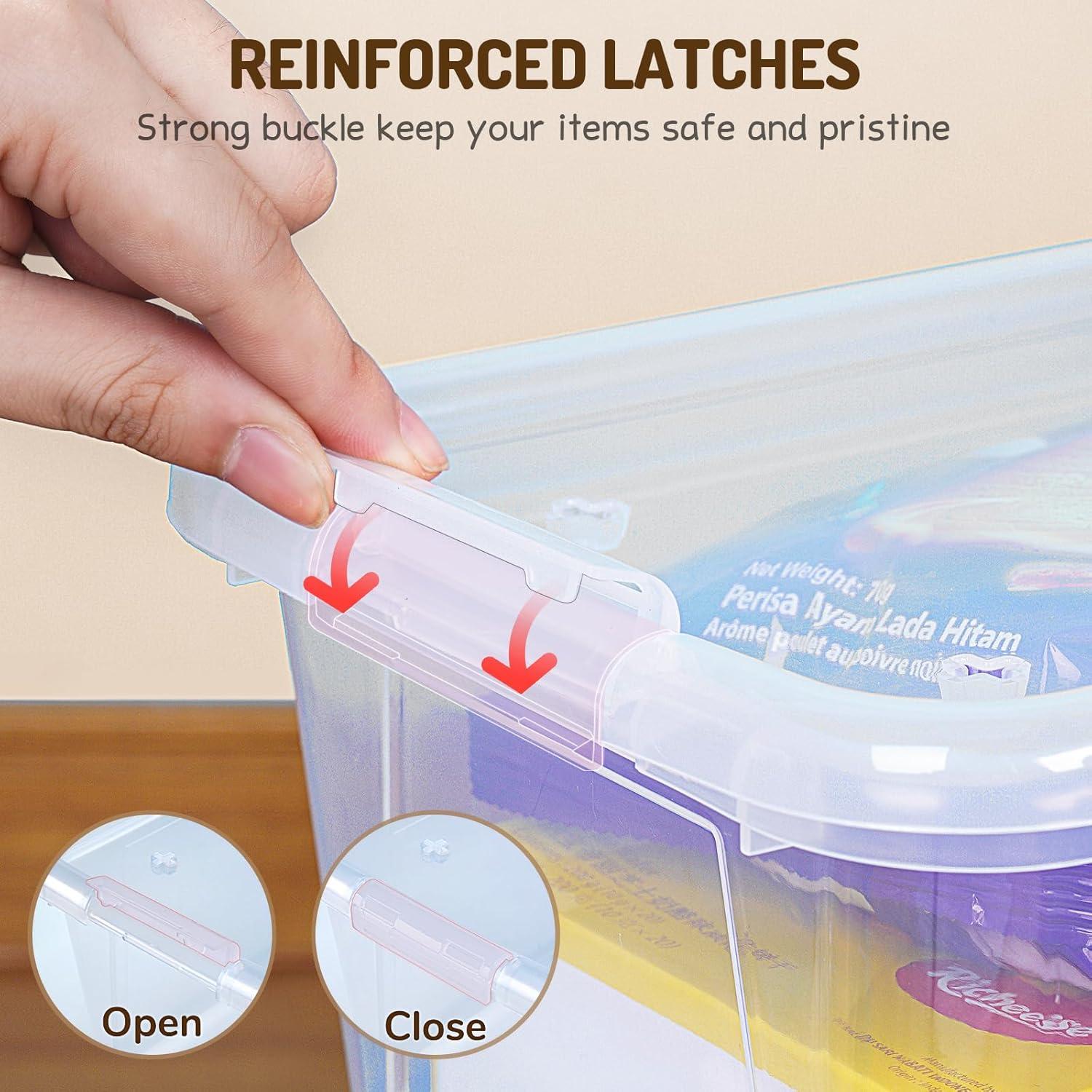 GAMENOTE Clear Plastic Storage Bins with Lids,Kids Hard Pencil Case with Snap-tight Lid,Storage Box for Classroom