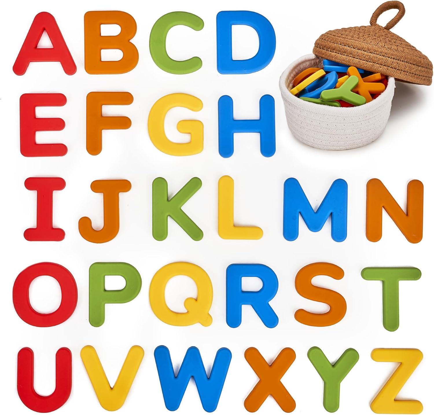 Gamenote Classroom Magnetic Alphabet Letters Kit 238 Pcs with Double – Side Magnet Board + JoyCat Silicone Alphabet Magnetic Letters, 26 Uppercase ABC Fridge Magnets