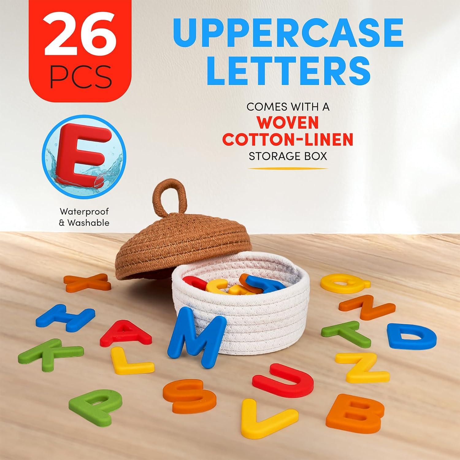 Gamenote Classroom Magnetic Alphabet Letters Kit 238 Pcs with Double – Side Magnet Board + JoyCat Silicone Alphabet Magnetic Letters, 26 Uppercase ABC Fridge Magnets
