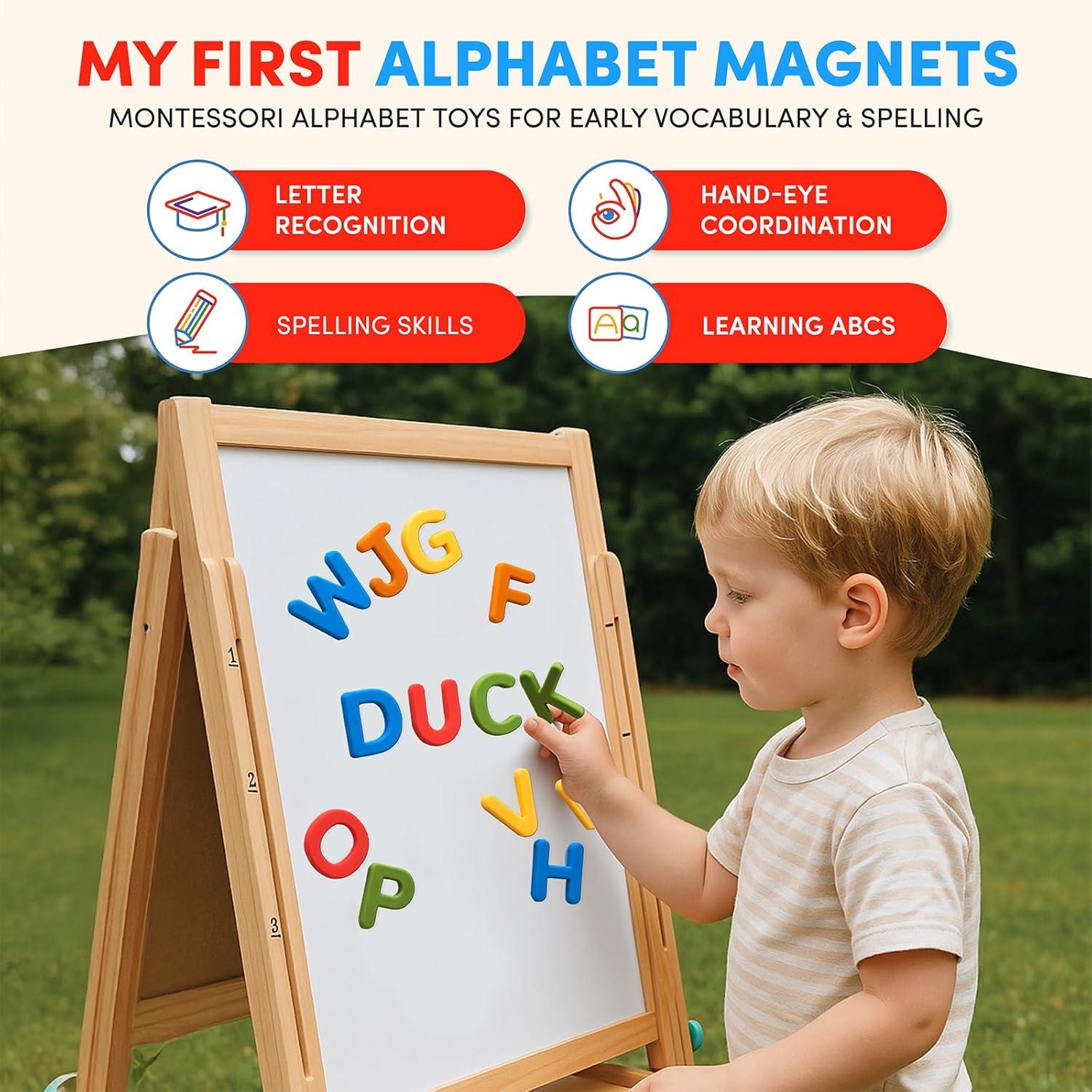 Gamenote Classroom Magnetic Alphabet Letters Kit 238 Pcs with Double – Side Magnet Board + JoyCat Silicone Alphabet Magnetic Letters, 26 Uppercase ABC Fridge Magnets