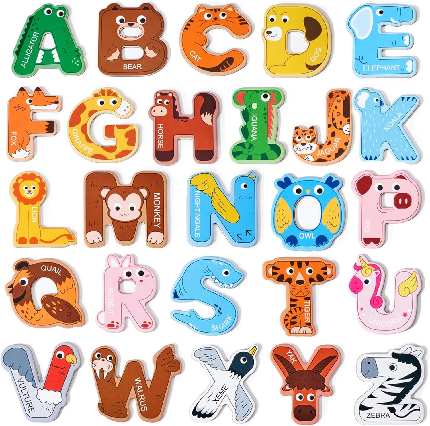 Gamenote Magnetic Number Tracing Board+JoyCat Magnetic Letters, Alphabet ABC Fridge Magnets for Toddlers & Kids,26 Uppercase Refrigerator Magnets